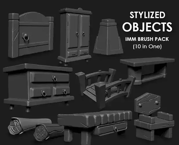 Stylized Objects IMM Brush Pack 10 in One