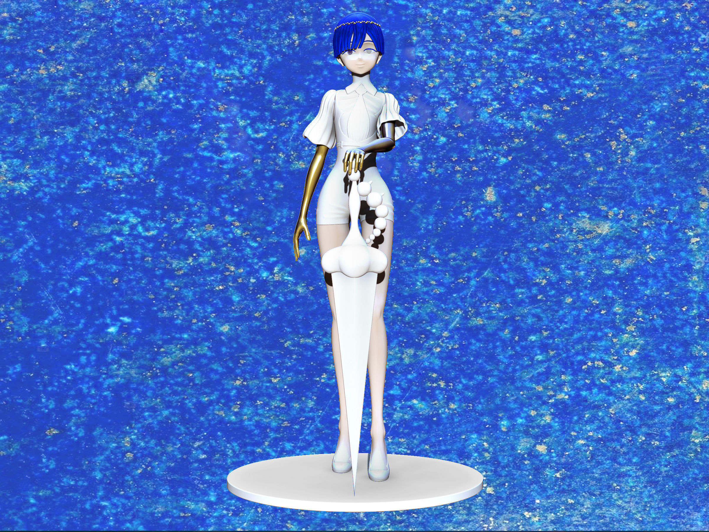 phosphophyllite  post moon version 3D print model_2