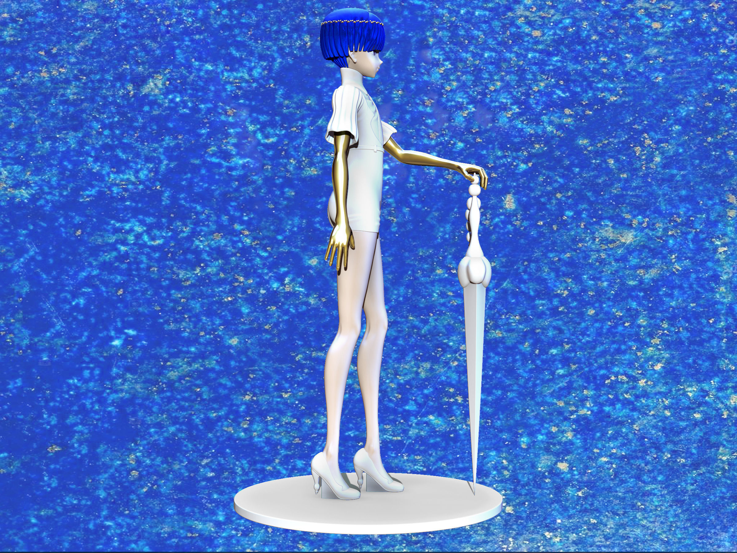 phosphophyllite  post moon version 3D print model_5