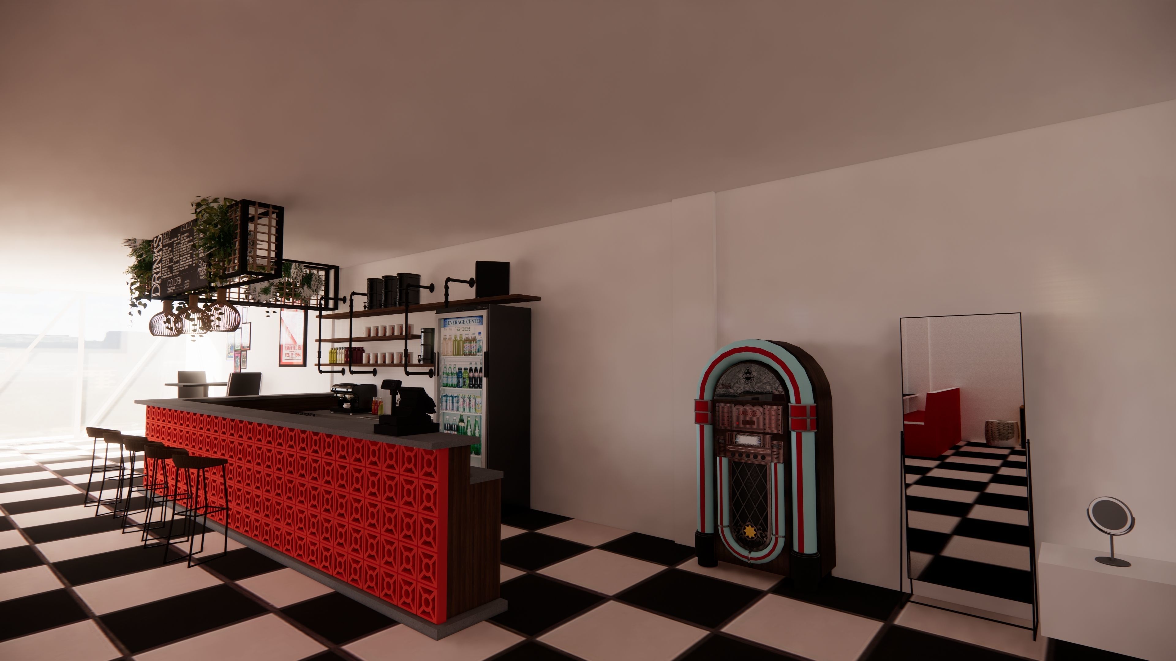 Coffee Shop with Vintage and Modern Design 3D model_9