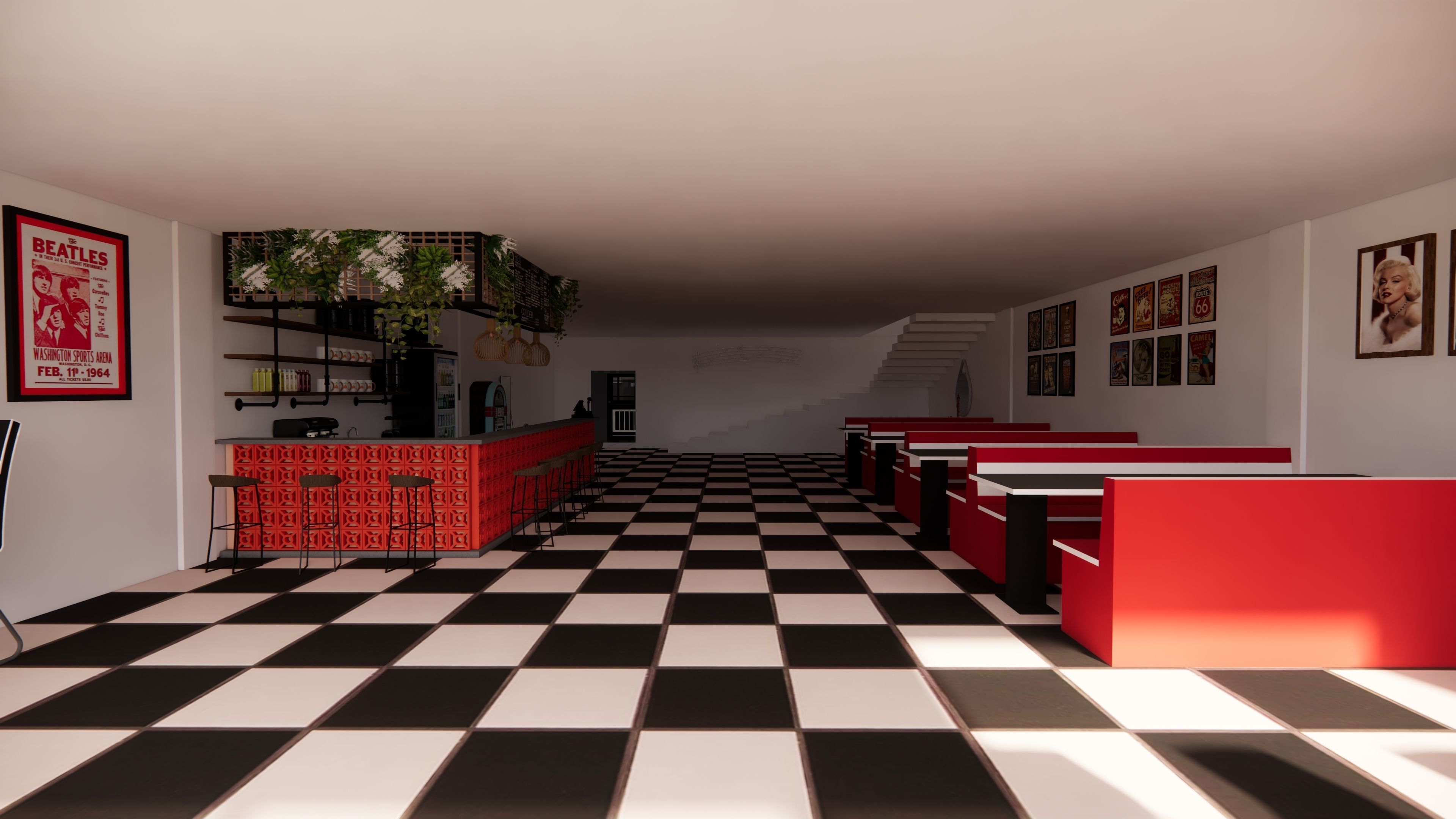 Coffee Shop with Vintage and Modern Design 3D model_7