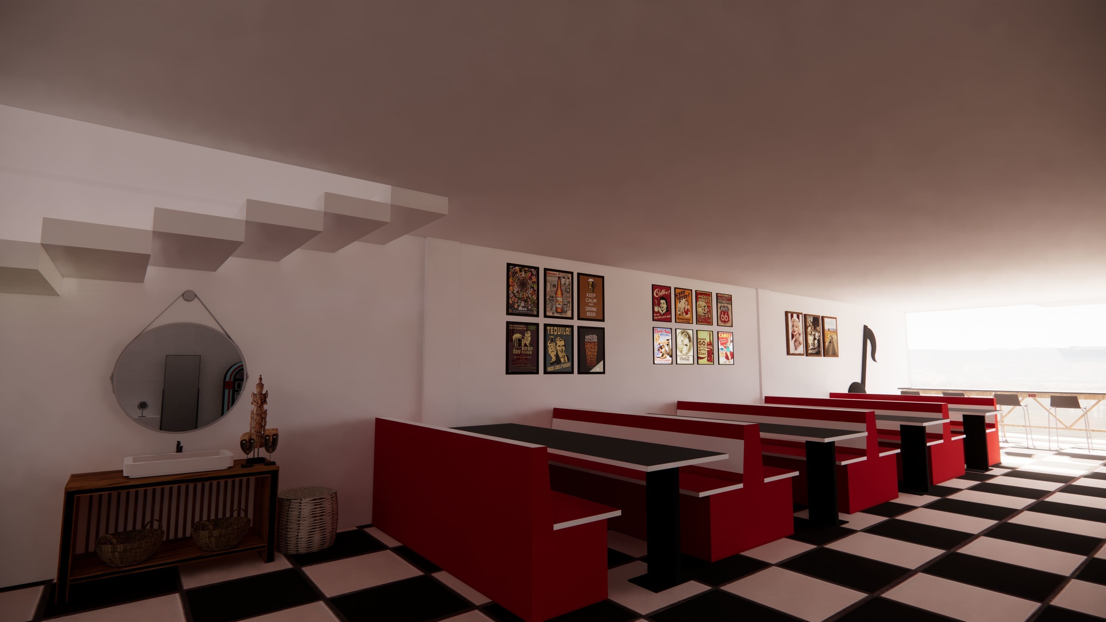 Coffee Shop with Vintage and Modern Design 3D model_8