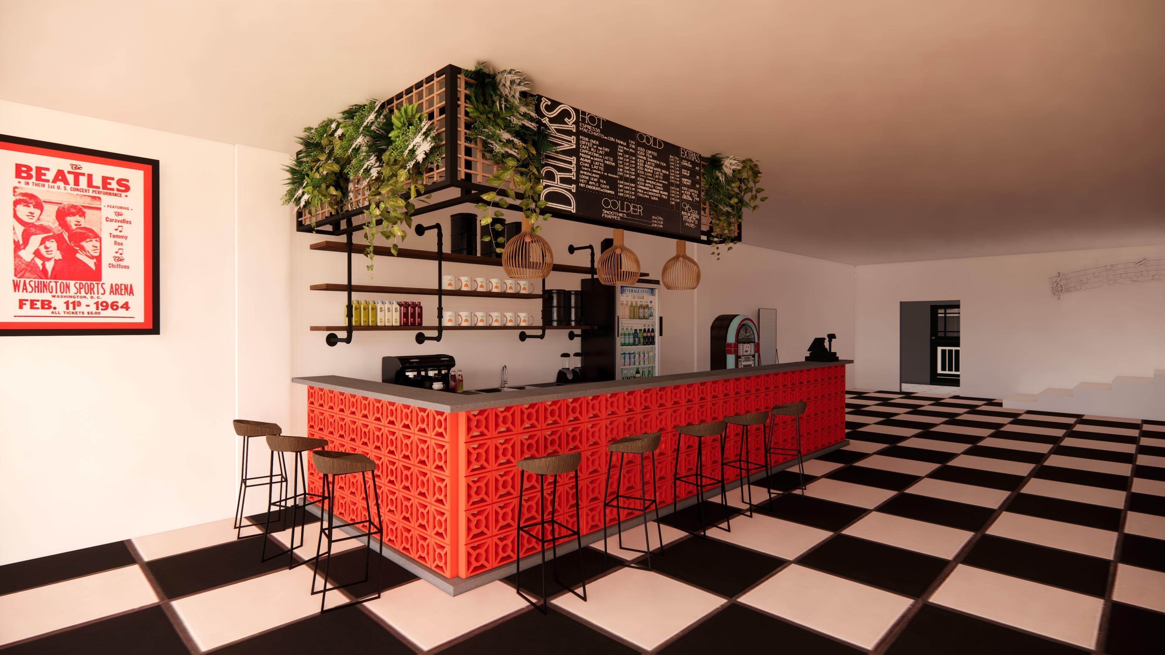Coffee Shop with Vintage and Modern Design 3D model_5