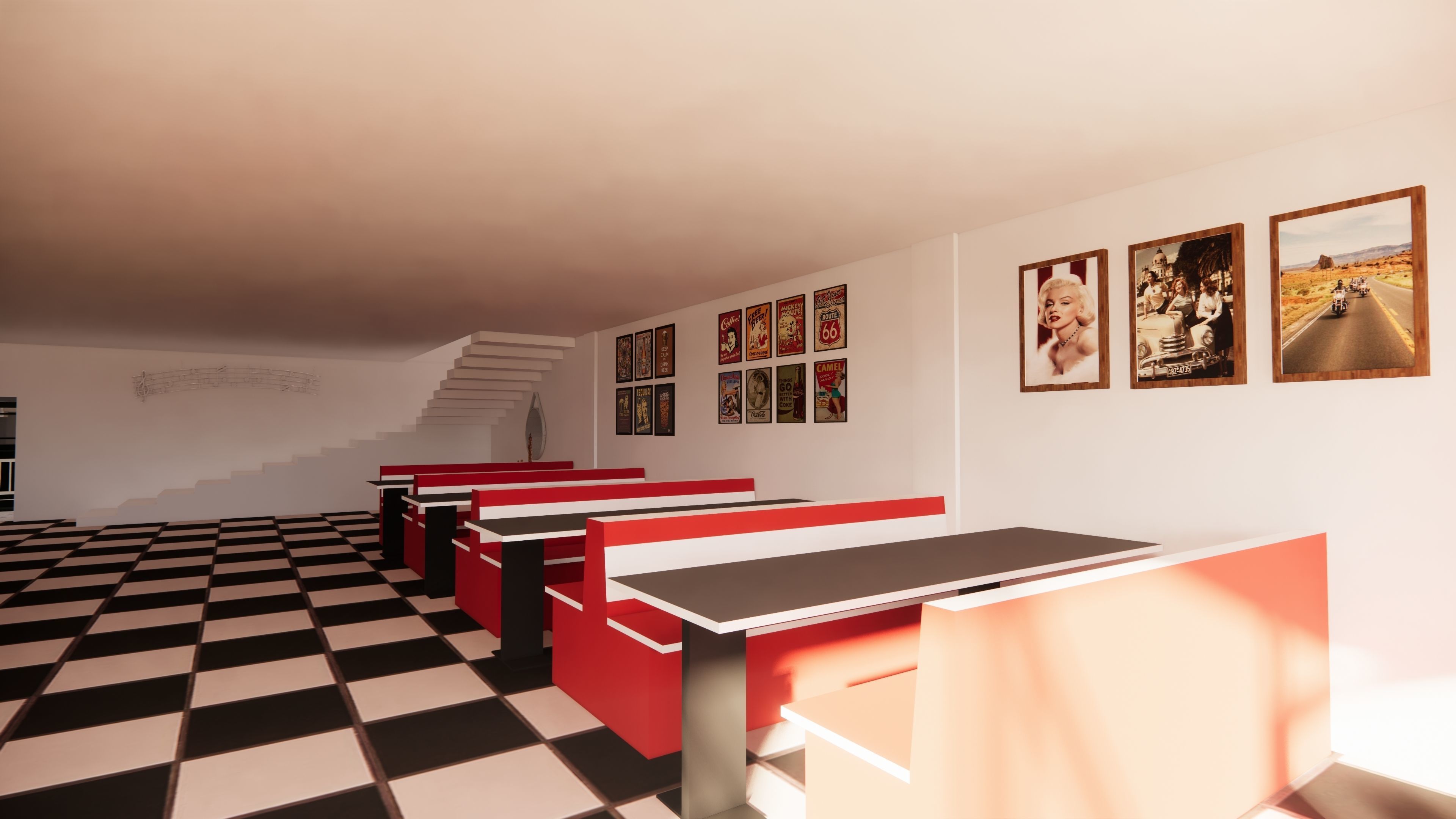Coffee Shop with Vintage and Modern Design 3D model_4