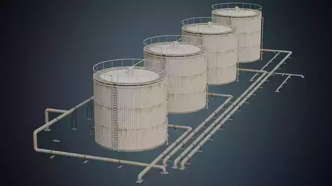 Refinery 1B Low-poly 3D model