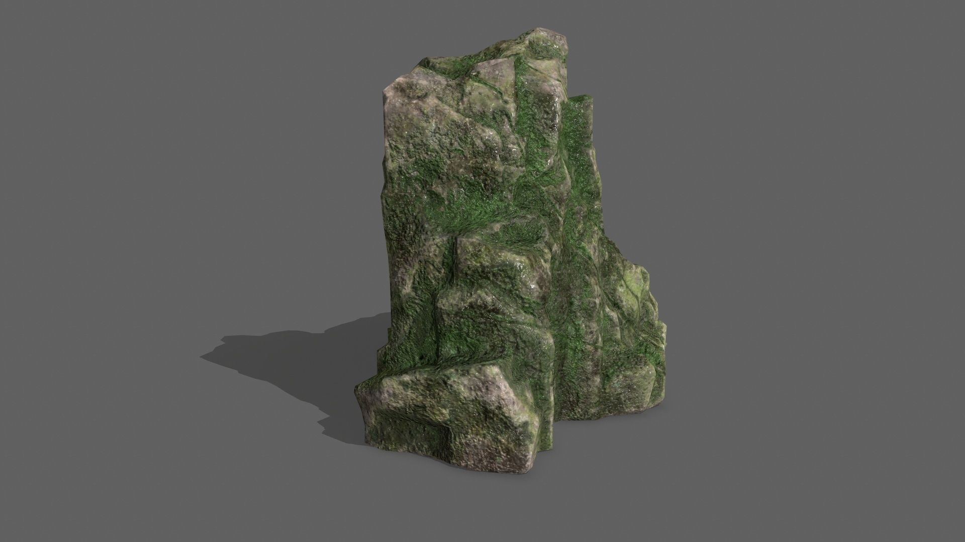 Rock Set with grass Low-poly 3D model_5