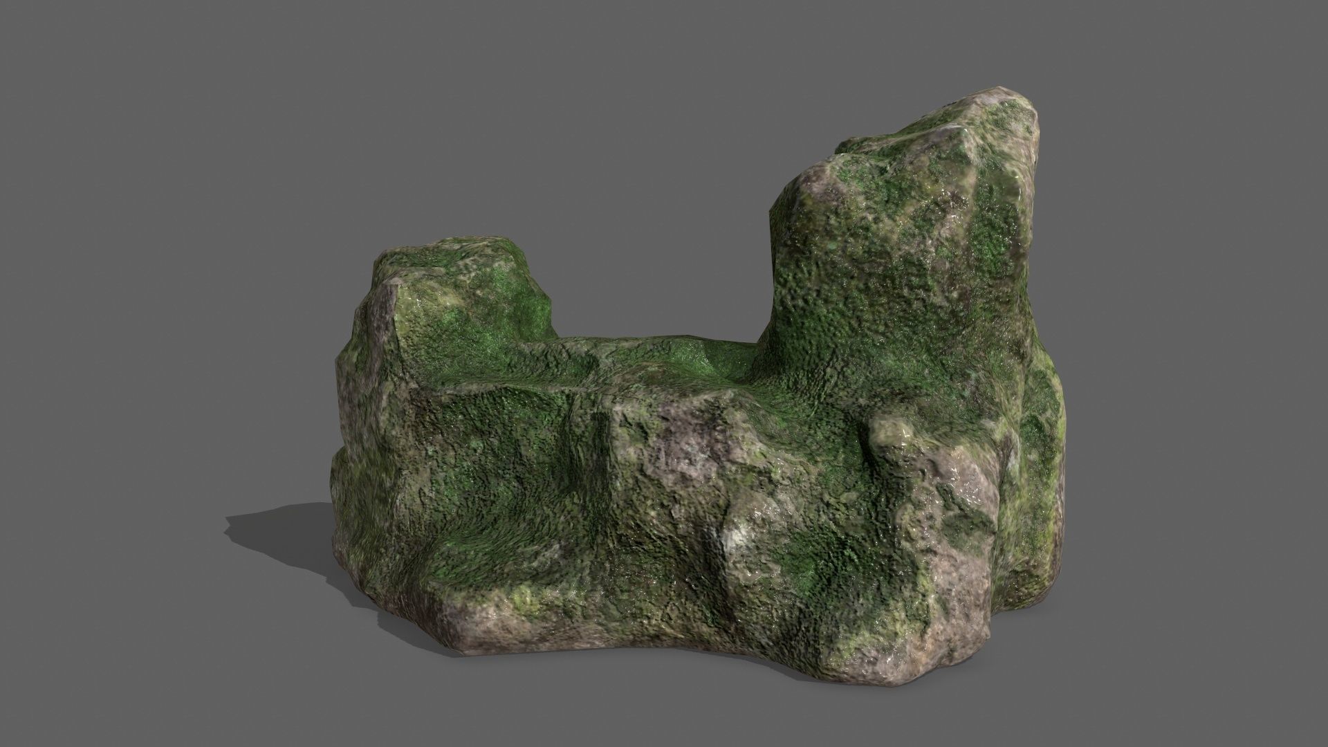 Rock Set with grass Low-poly 3D model_13