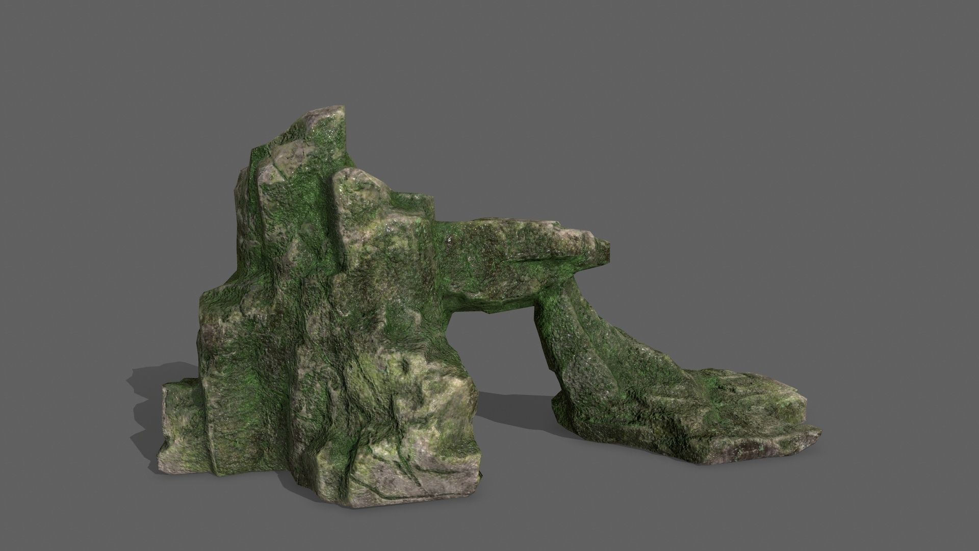 Rock Set with grass Low-poly 3D model_3