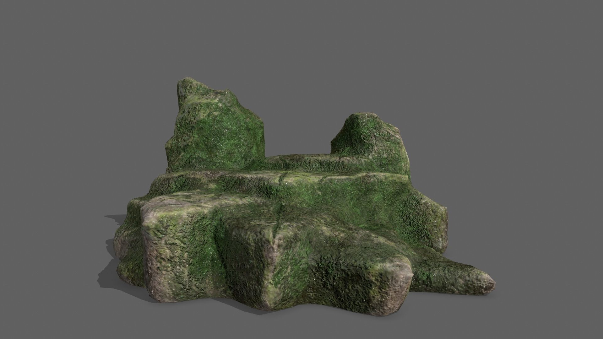 Rock Set with grass Low-poly 3D model_11