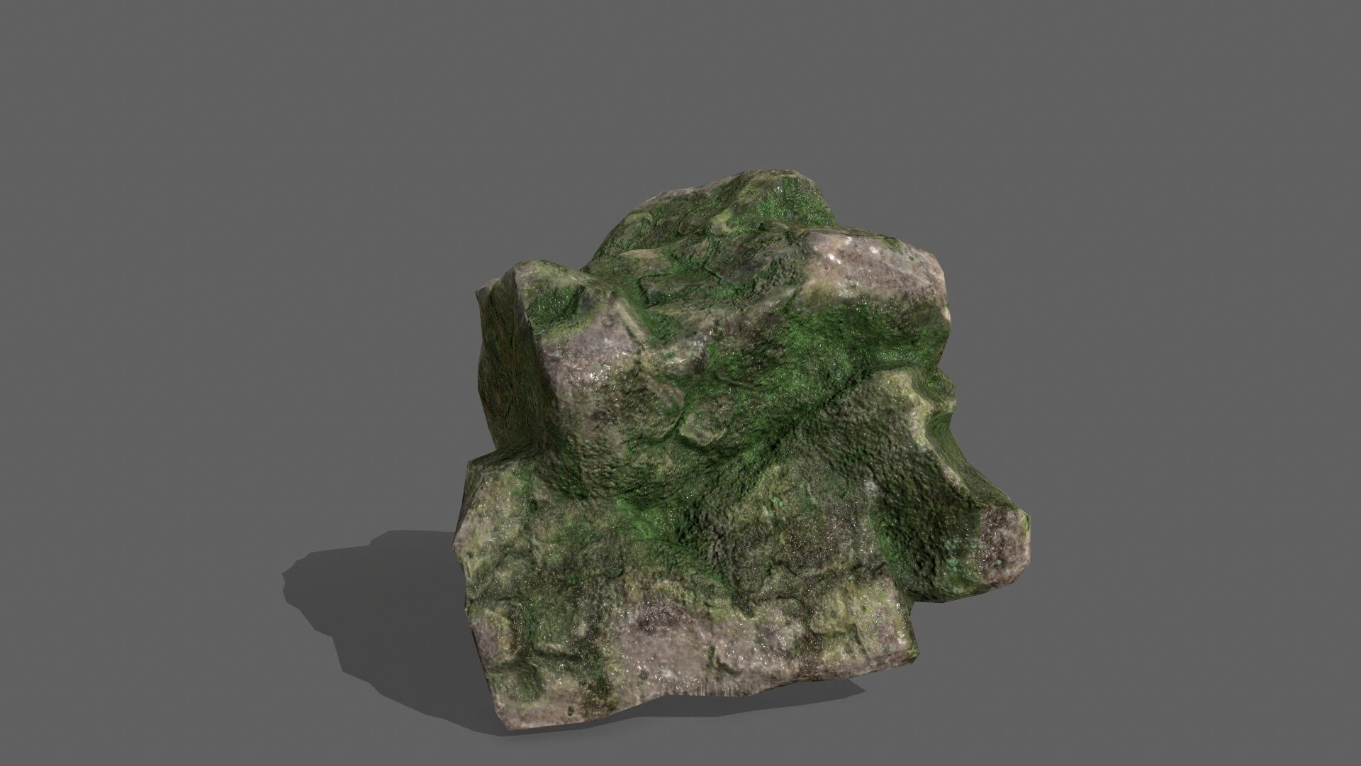 Rock Set with grass Low-poly 3D model_15