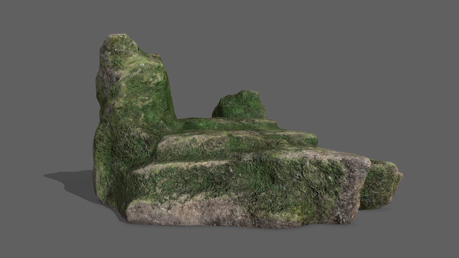 Rock Set with grass Low-poly 3D model_12