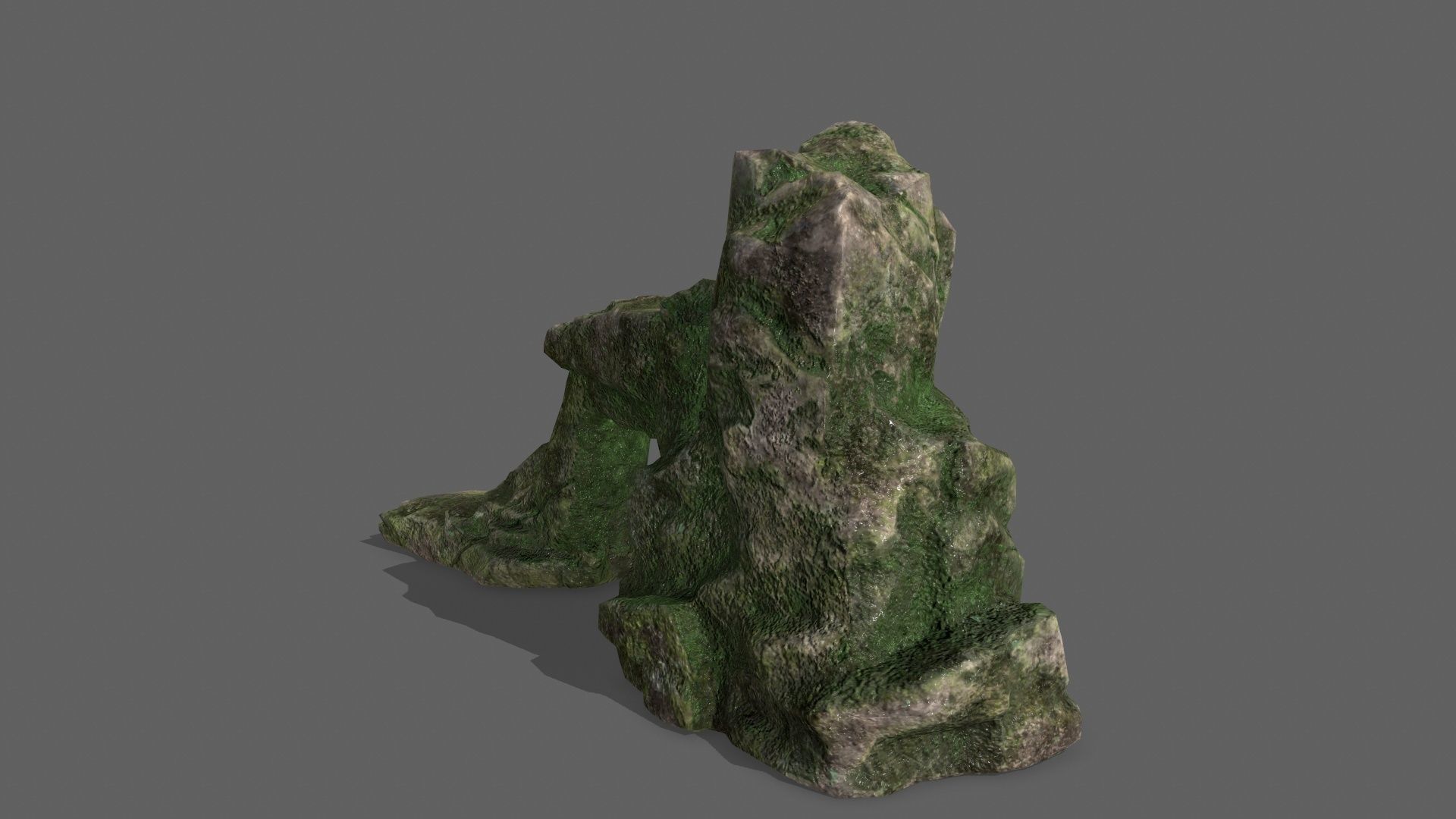 Rock Set with grass Low-poly 3D model_6