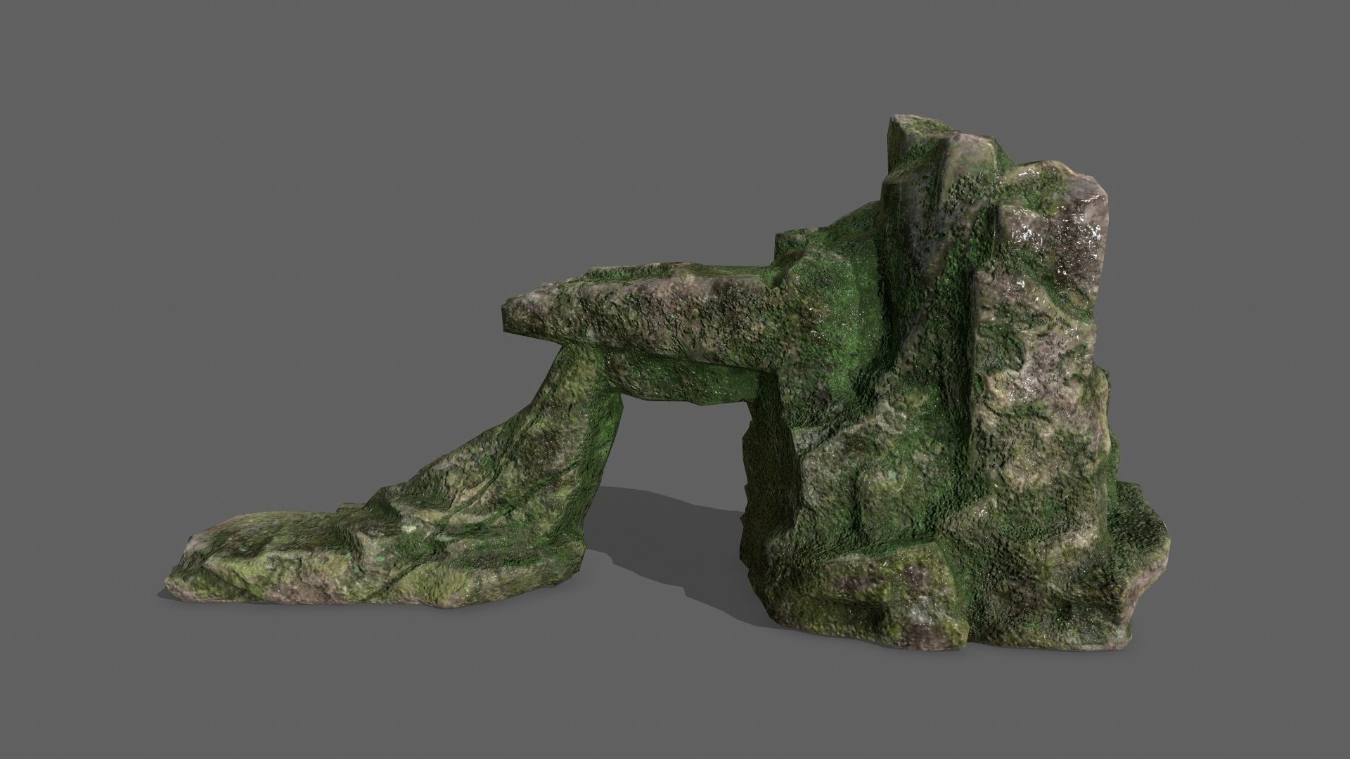Rock Set with grass Low-poly 3D model_7