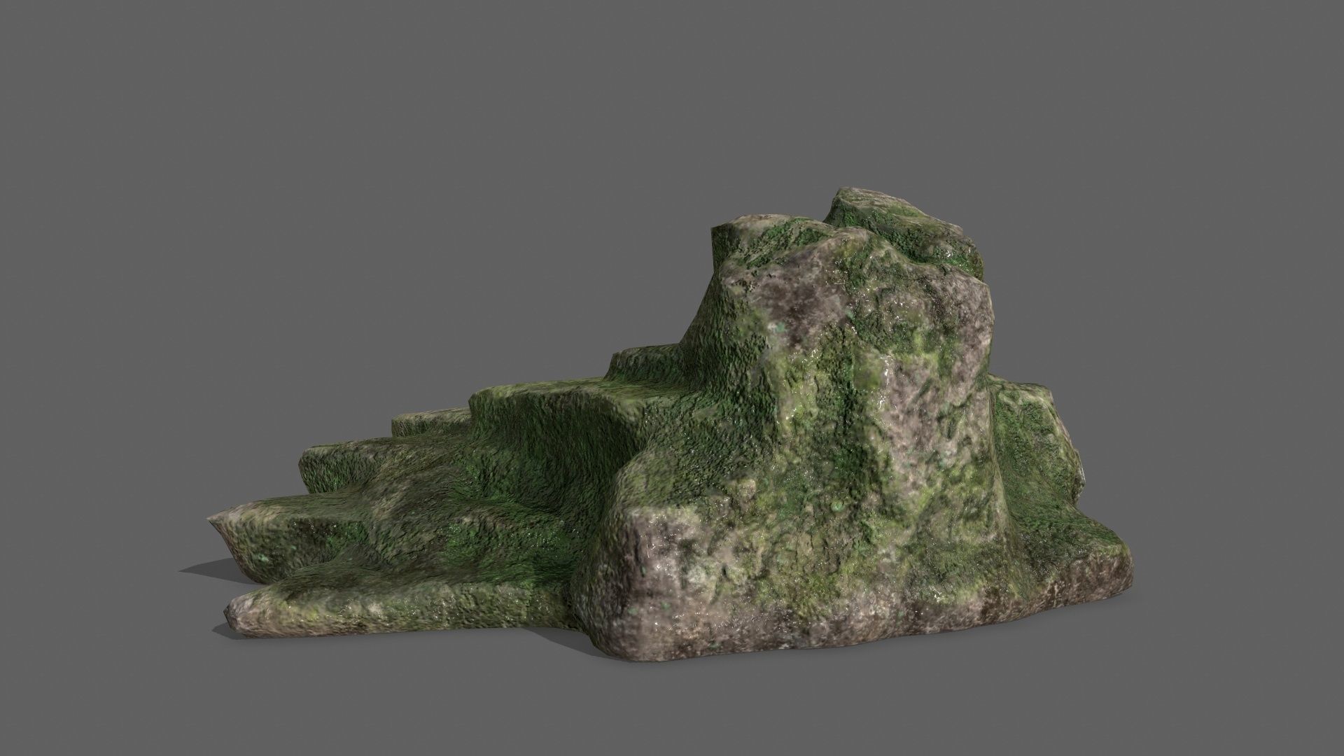 Rock Set with grass Low-poly 3D model_14