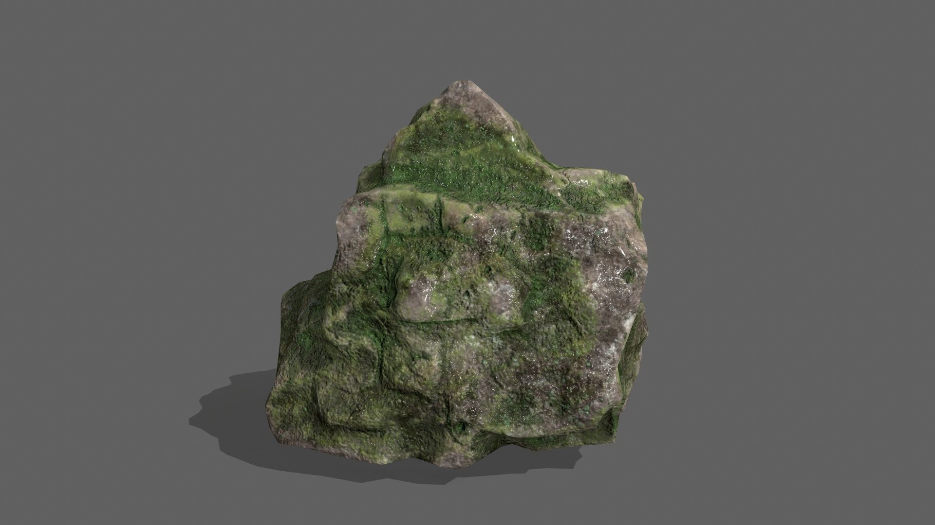 Rock Set with grass Low-poly 3D model_17