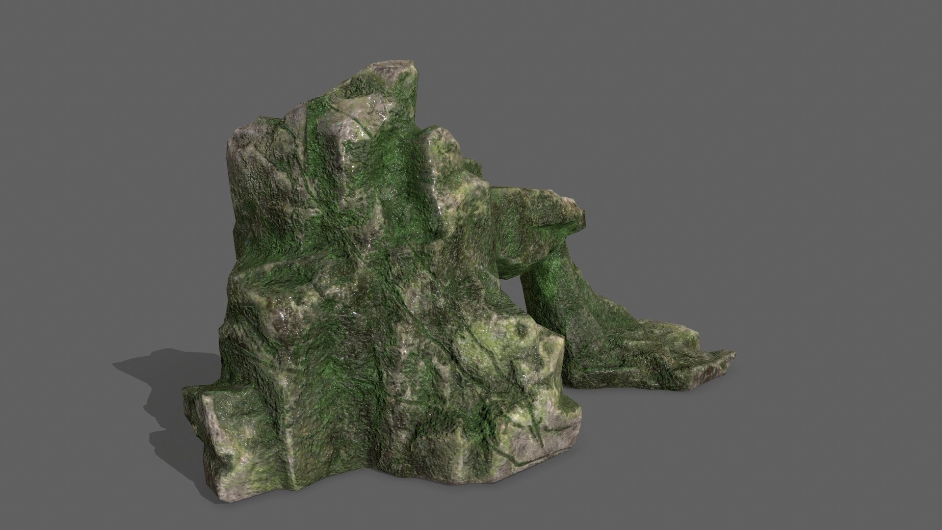 Rock Set with grass Low-poly 3D model_4