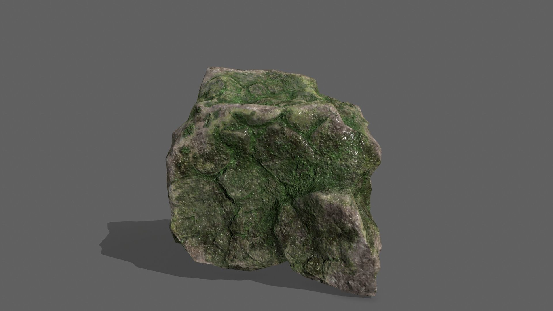 Rock Set with grass Low-poly 3D model_16