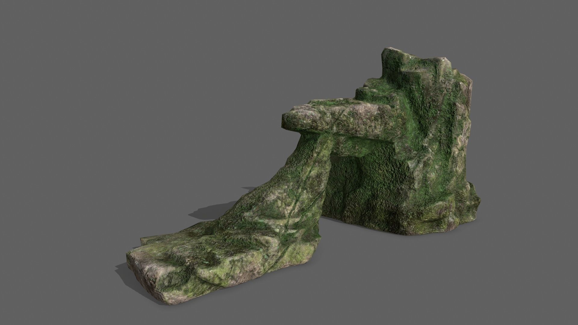 Rock Set with grass Low-poly 3D model_8