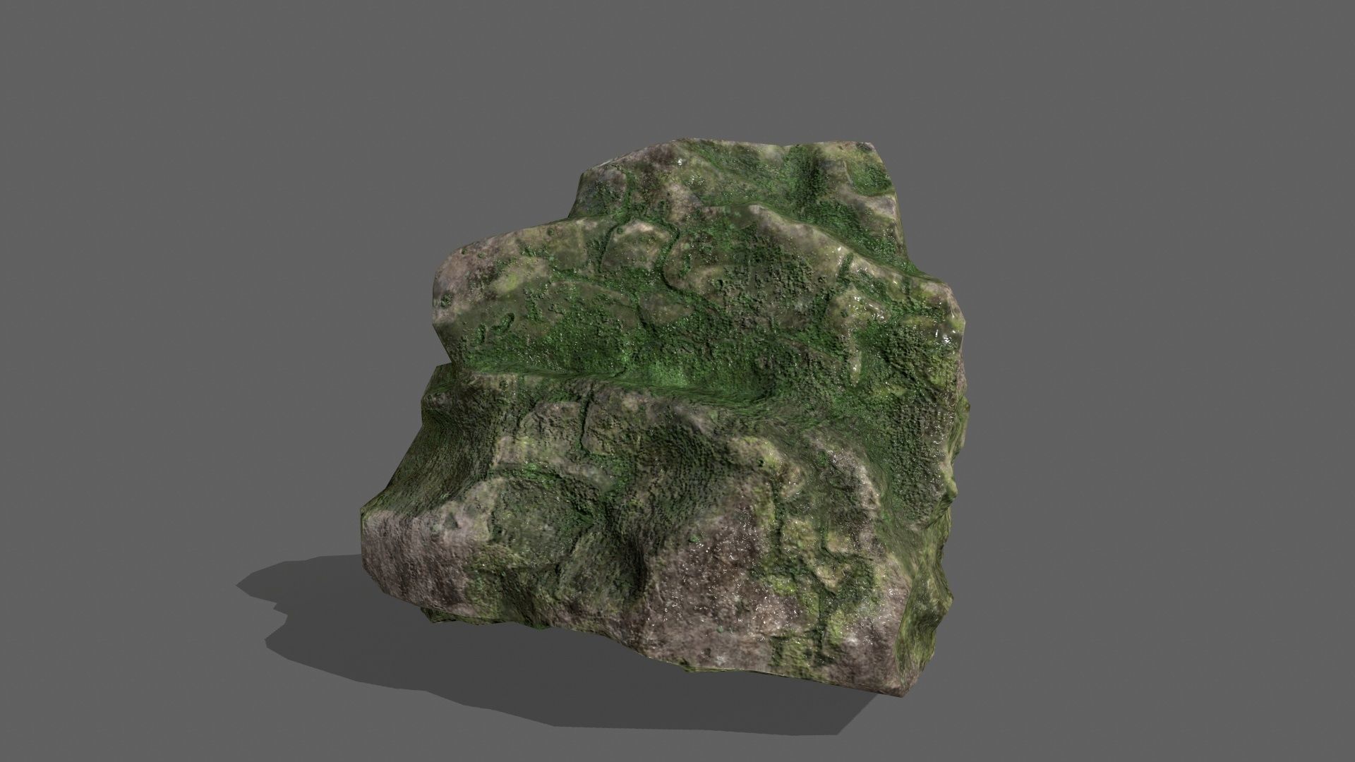 Rock Set with grass Low-poly 3D model_18