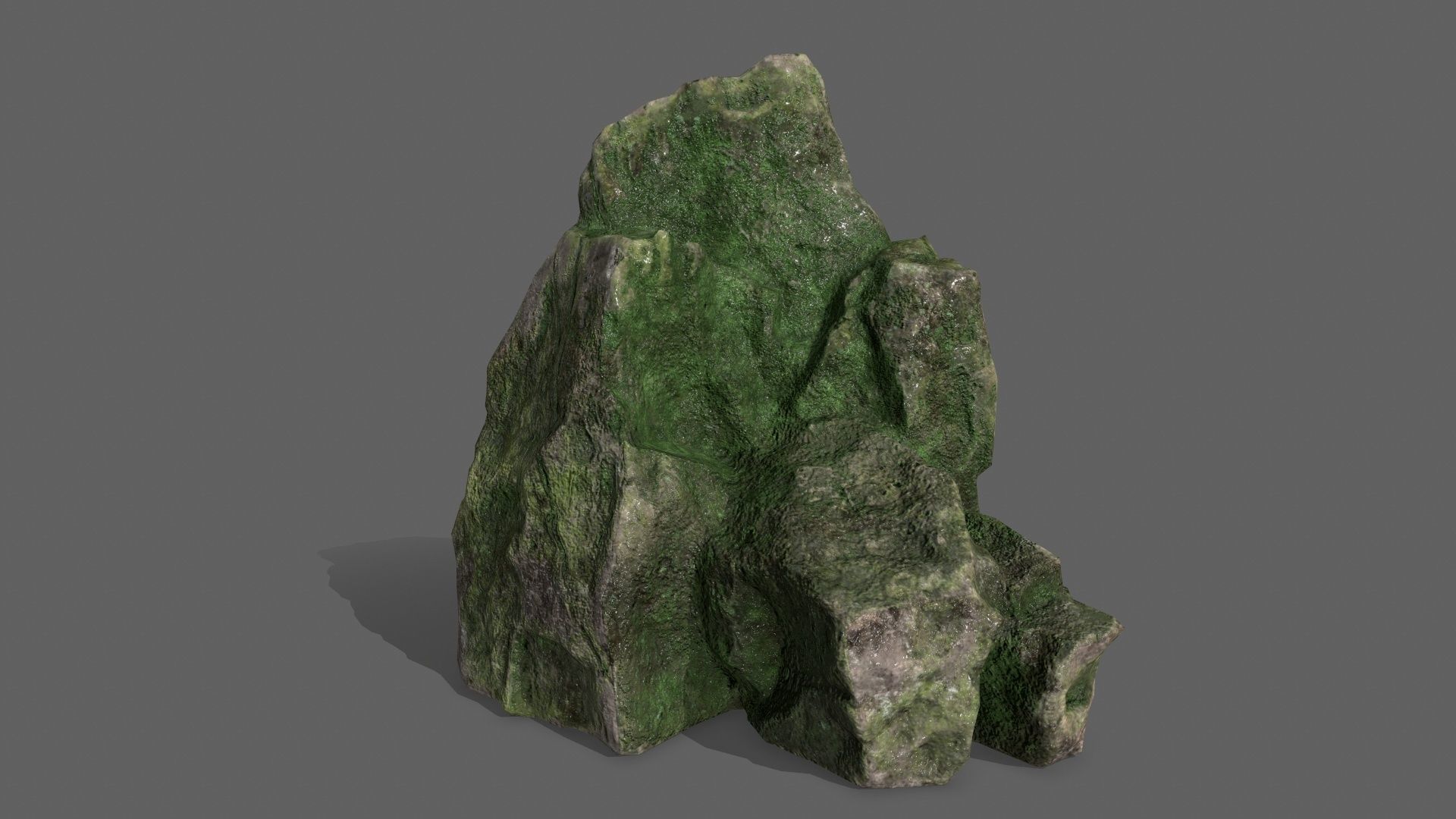Rock Set with grass Low-poly 3D model_19