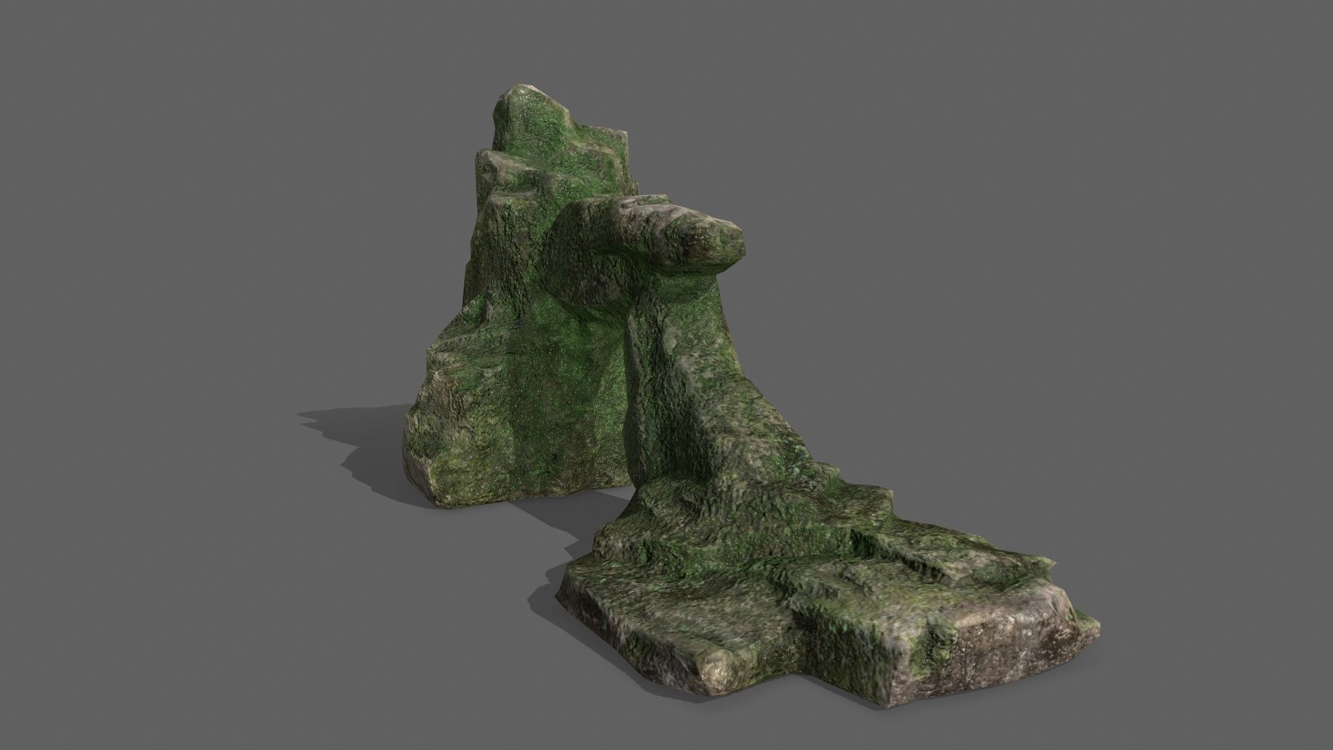 Rock Set with grass Low-poly 3D model_9