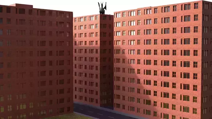 apartment model brick building in middle of city