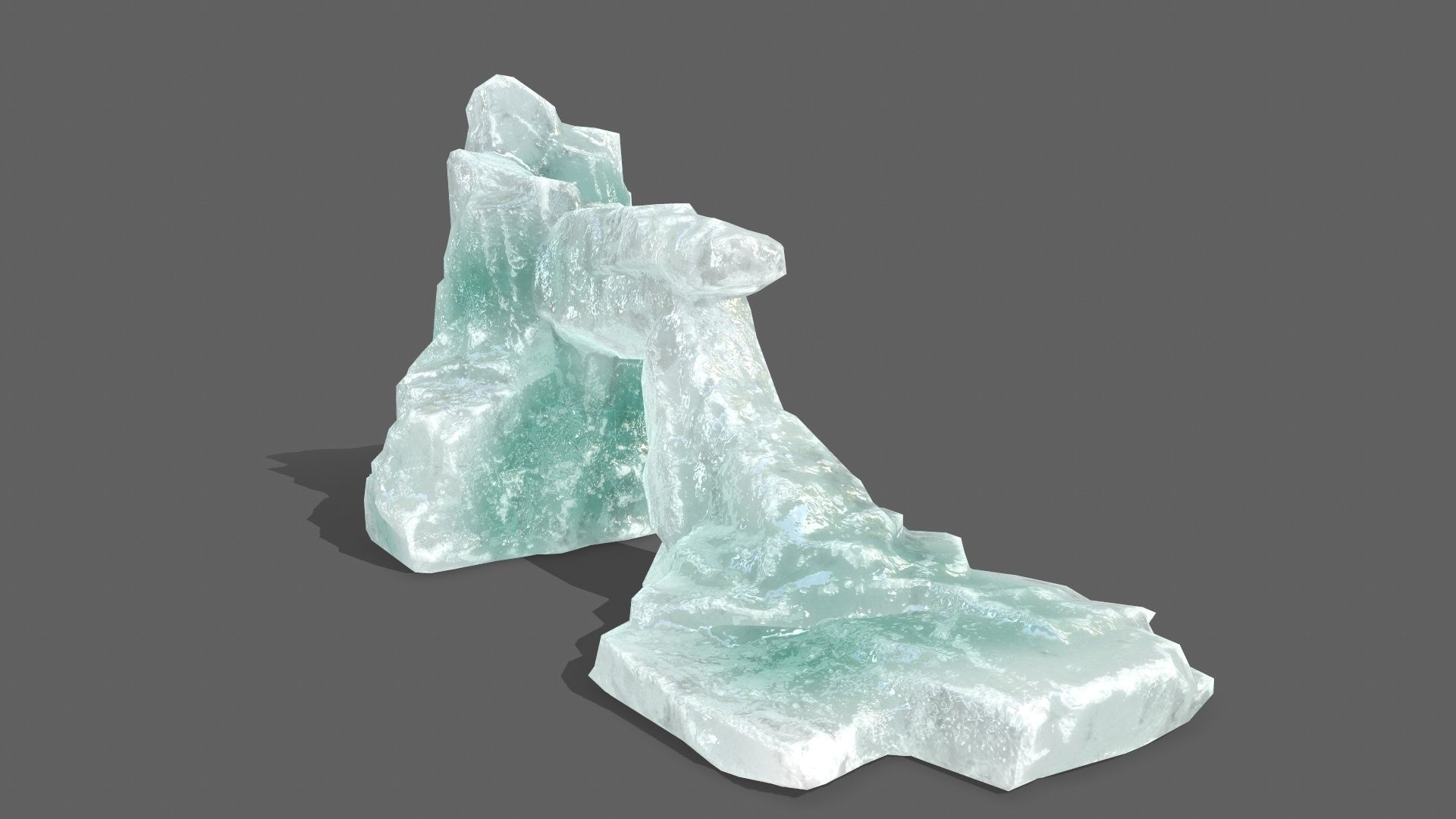 Ice Set piece of aquamarine Low-poly 3D model_8