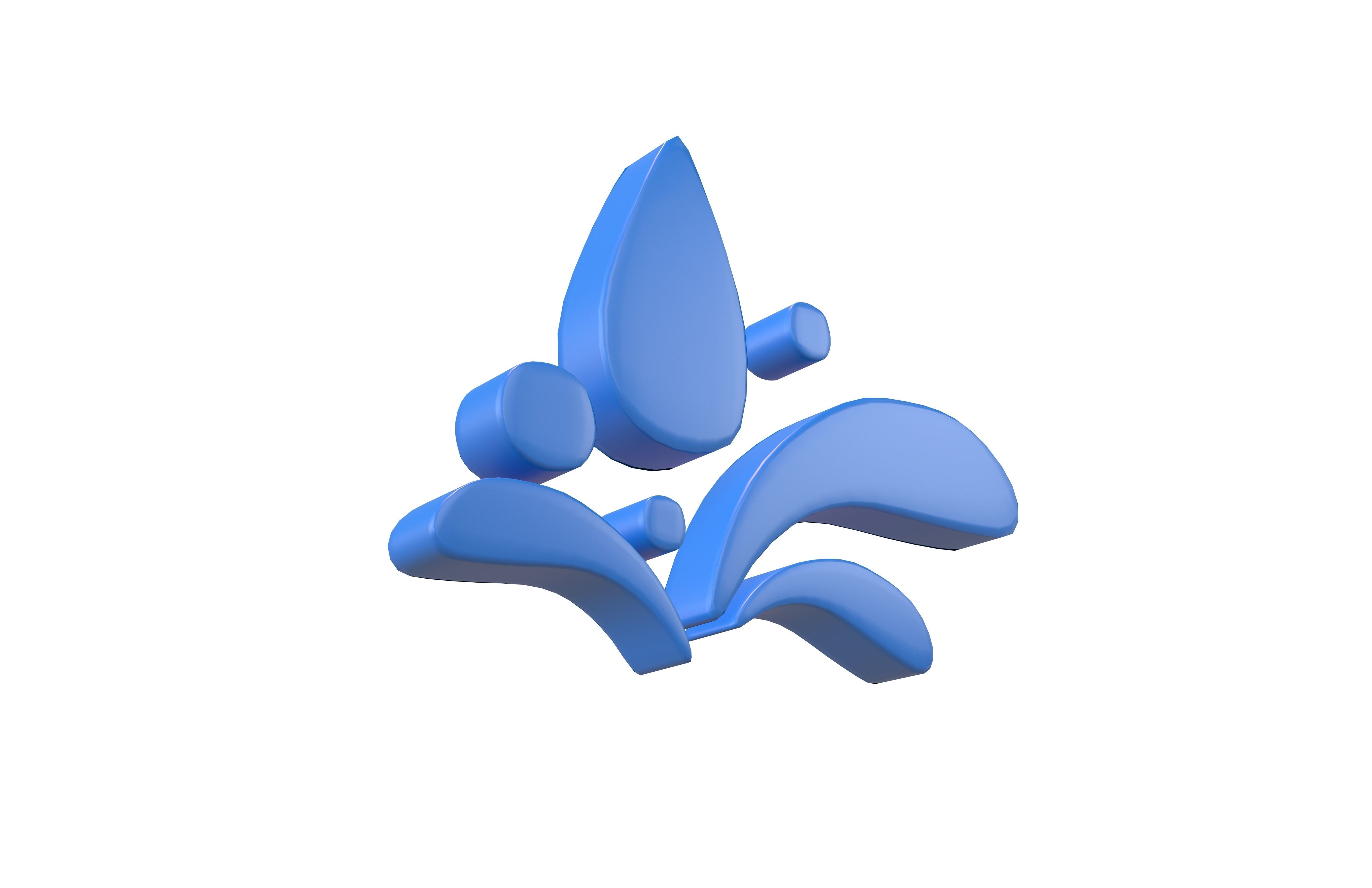 Wave Symbol v1 001 Low-poly 3D model_3