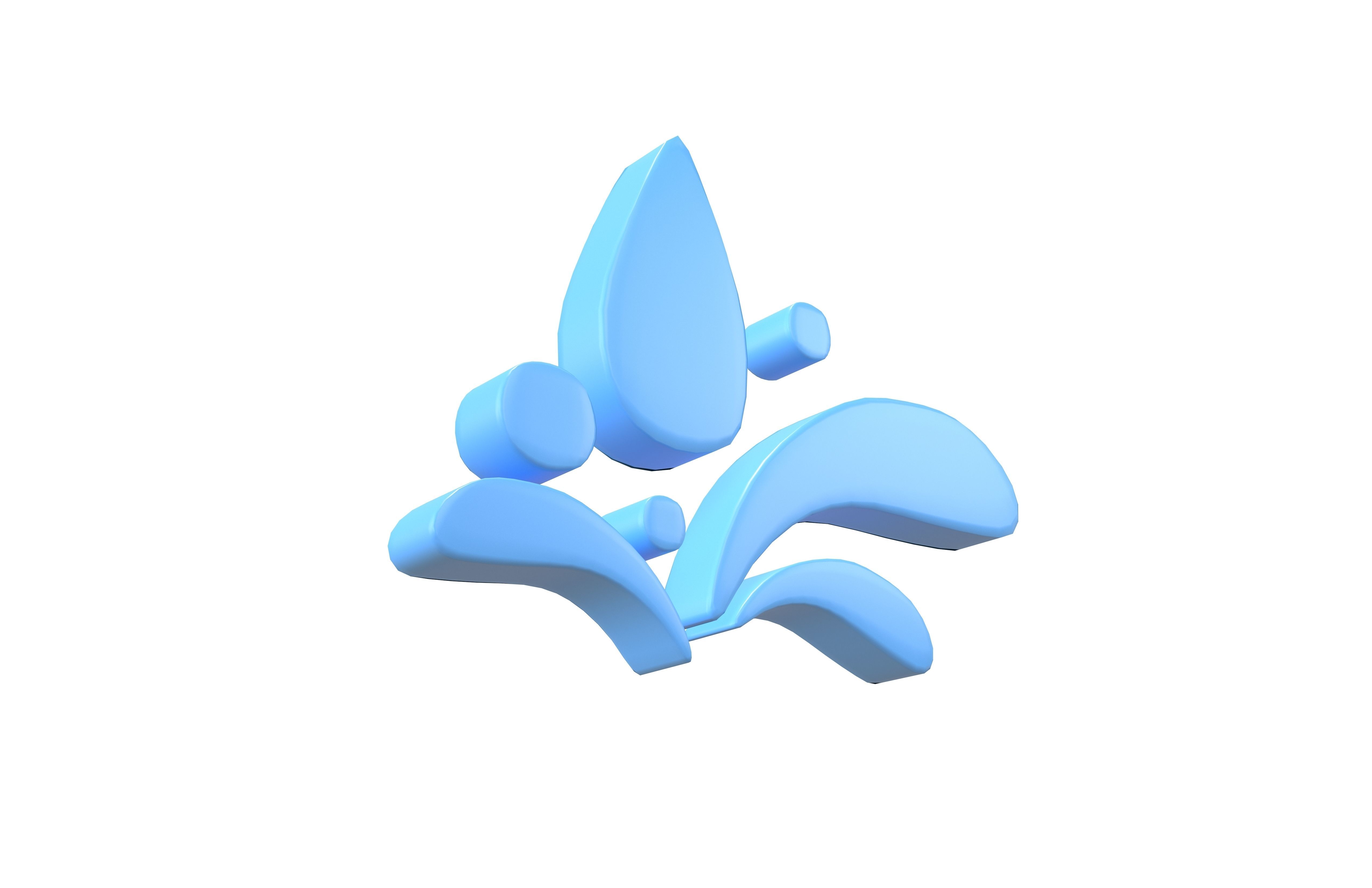Wave Symbol v1 002 Low-poly 3D model_3