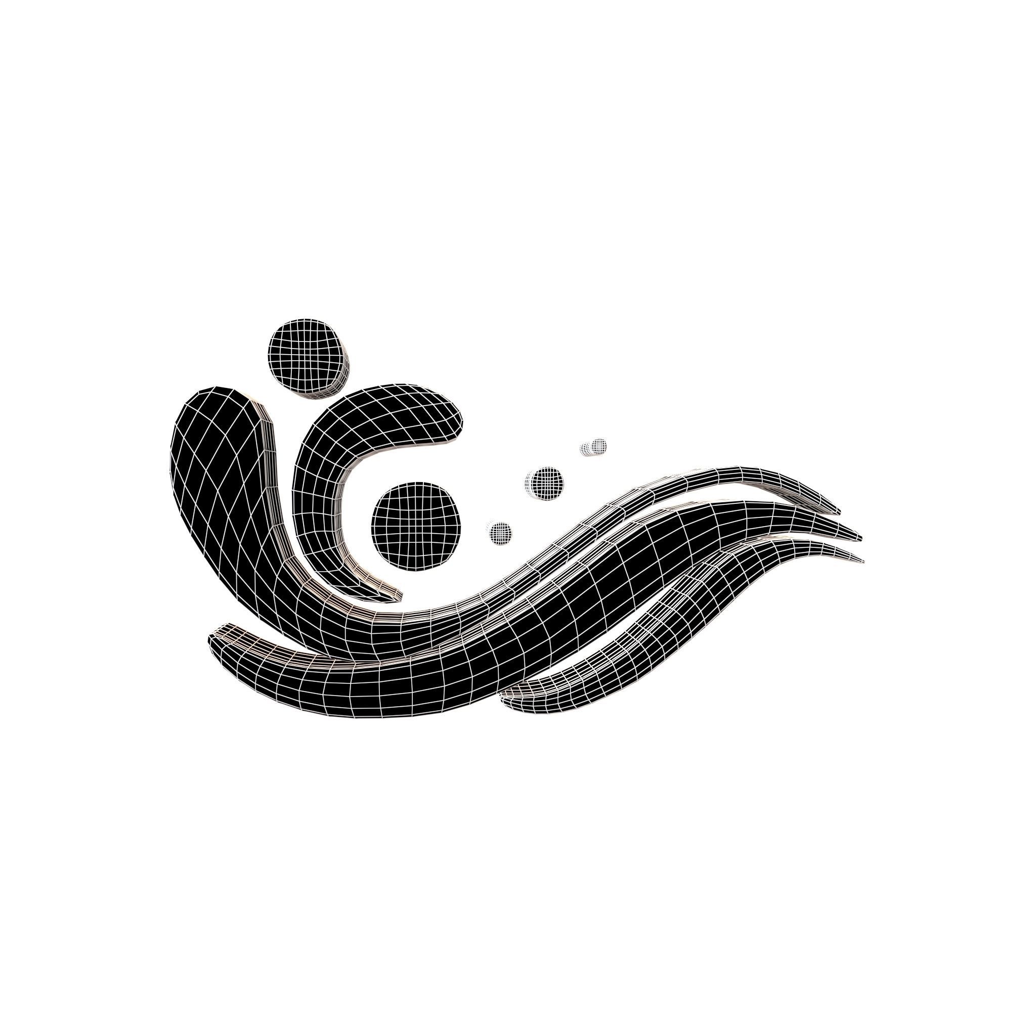 Wave Symbol v2 001 Low-poly 3D model_5