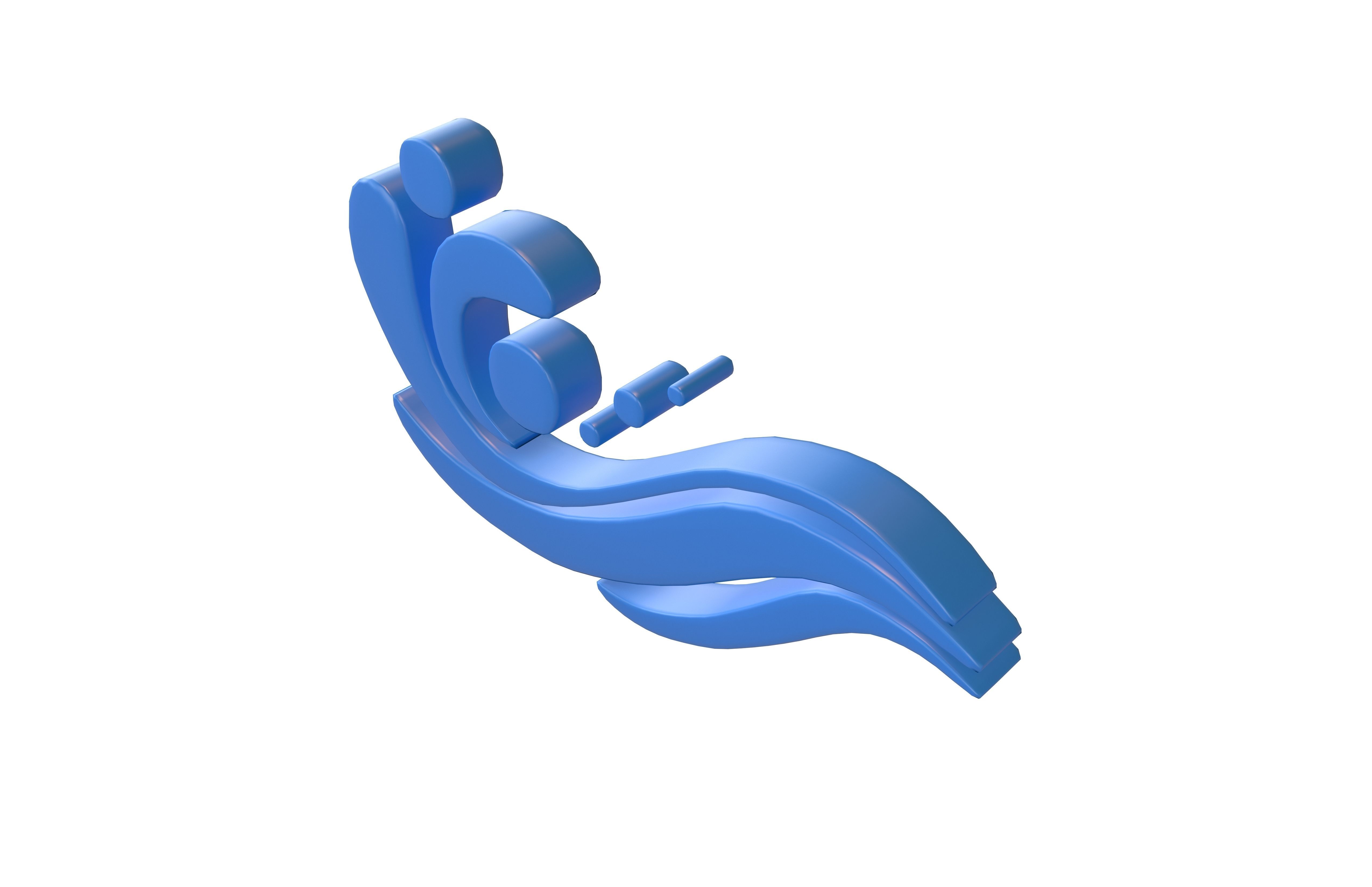 Wave Symbol v2 001 Low-poly 3D model_1