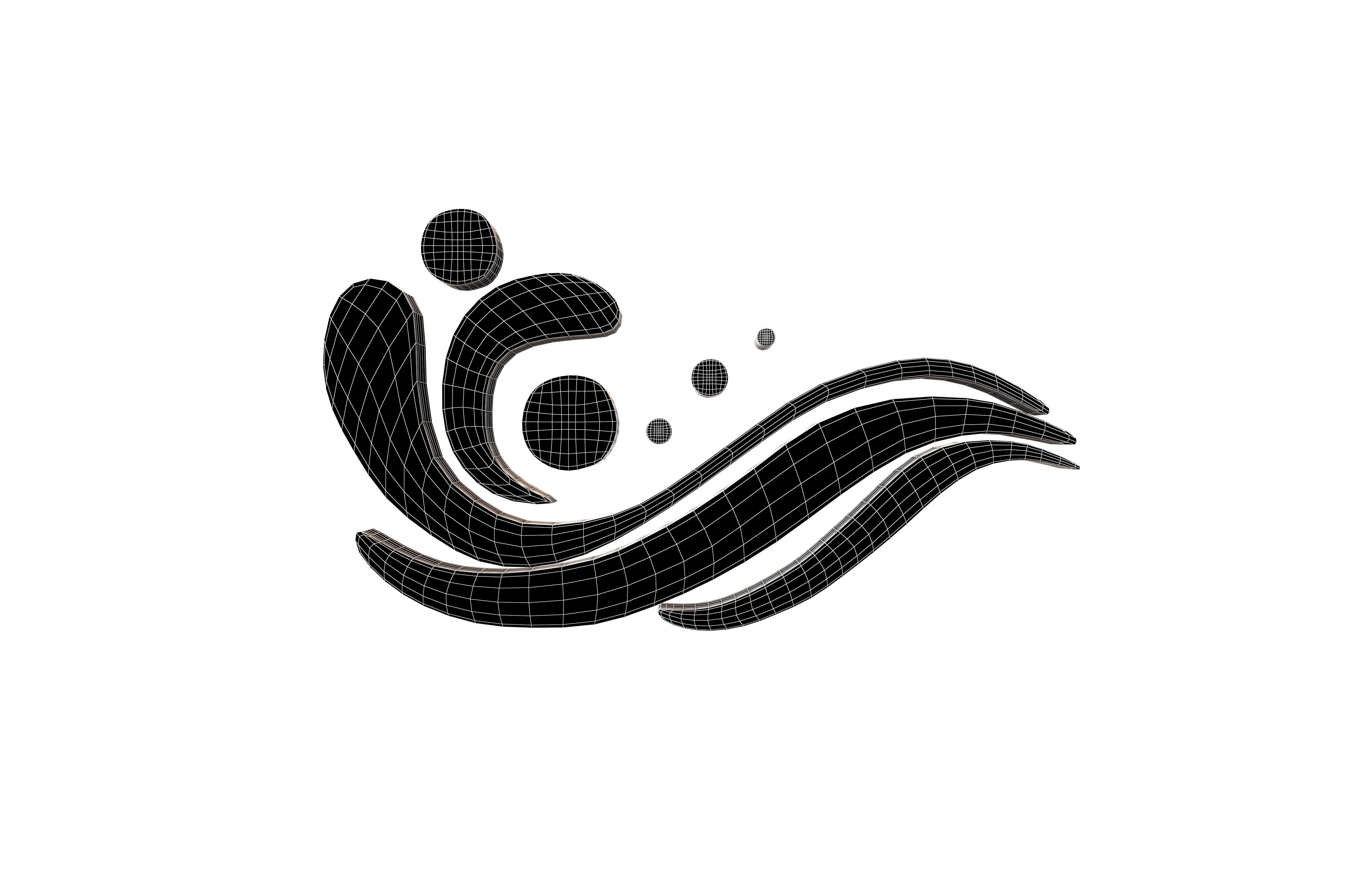 Wave Symbol v2 001 Low-poly 3D model_4