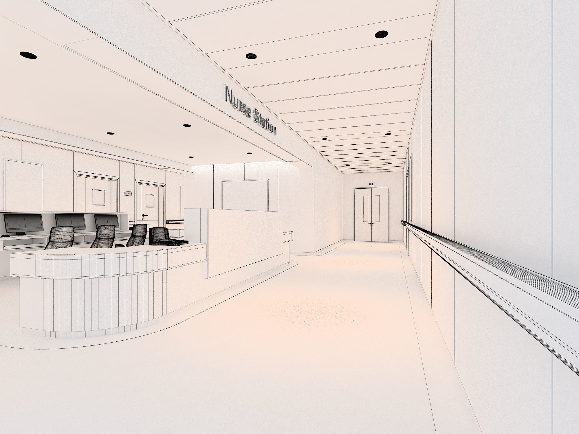 Hospital corridor 3D model_6