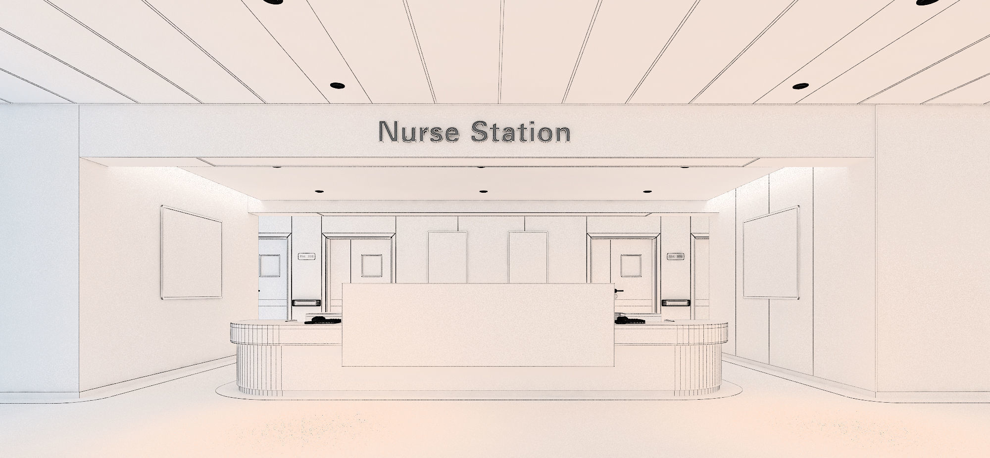 Hospital corridor 3D model_9