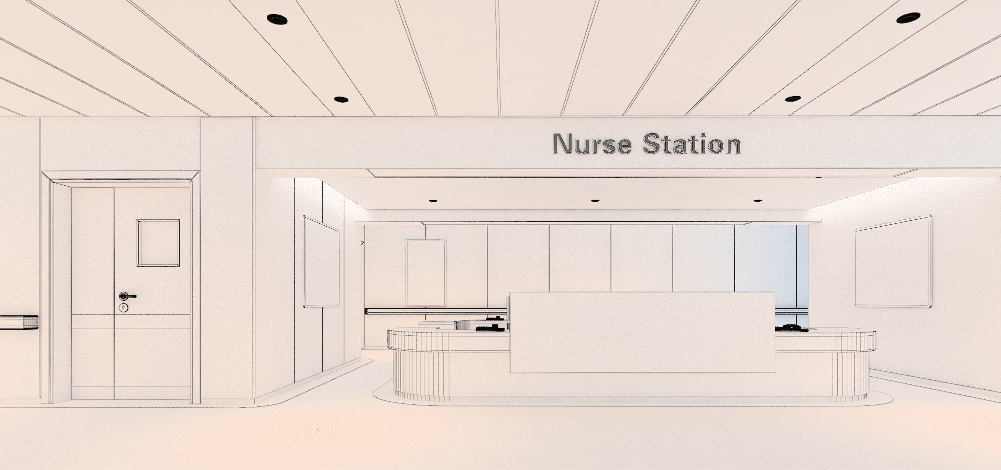 Hospital corridor 3D model_8