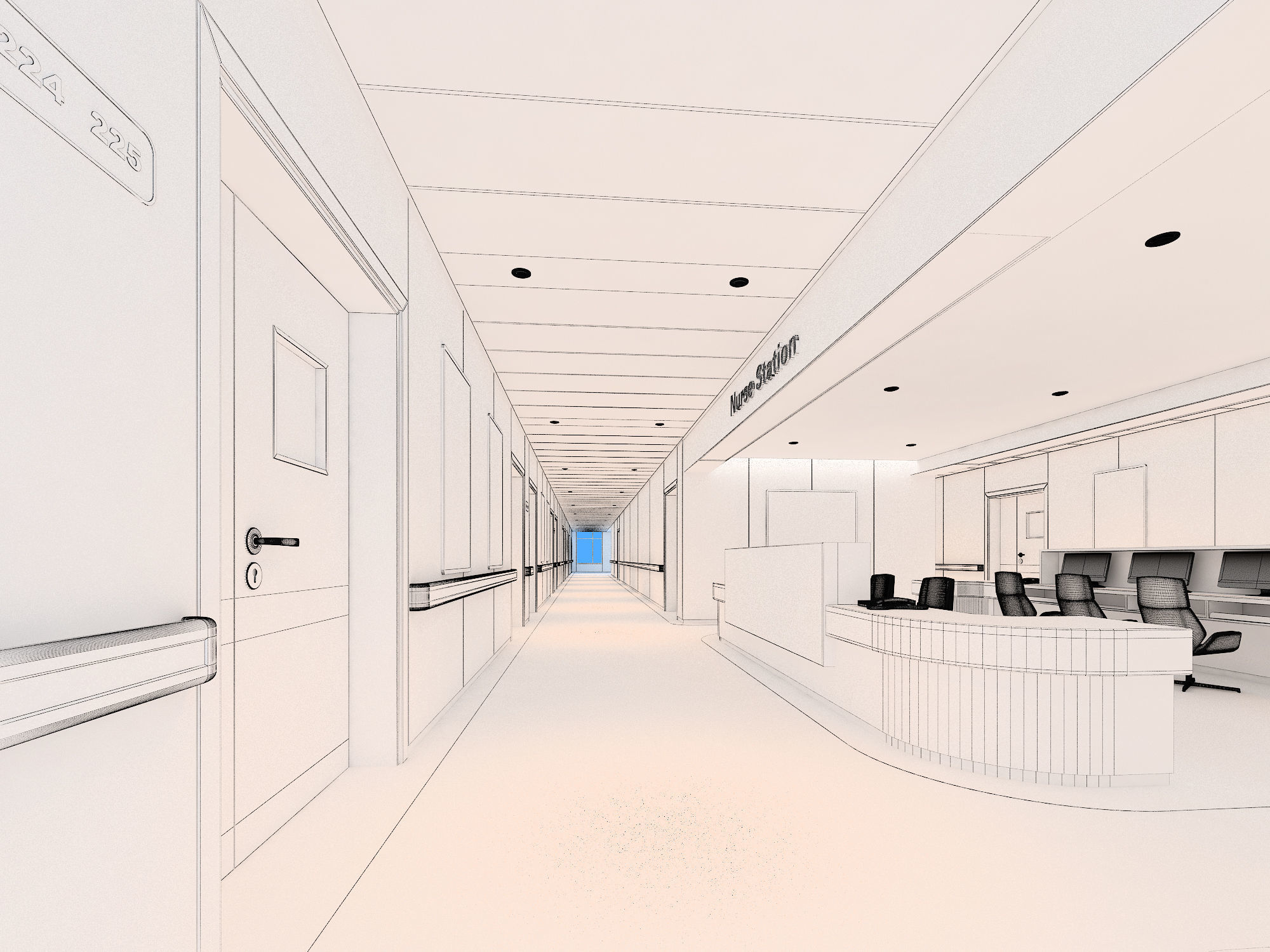 Hospital corridor 3D model_7
