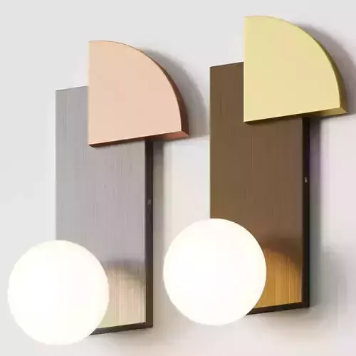 Square in Circle Quadrant and Sphere Wall Lamp