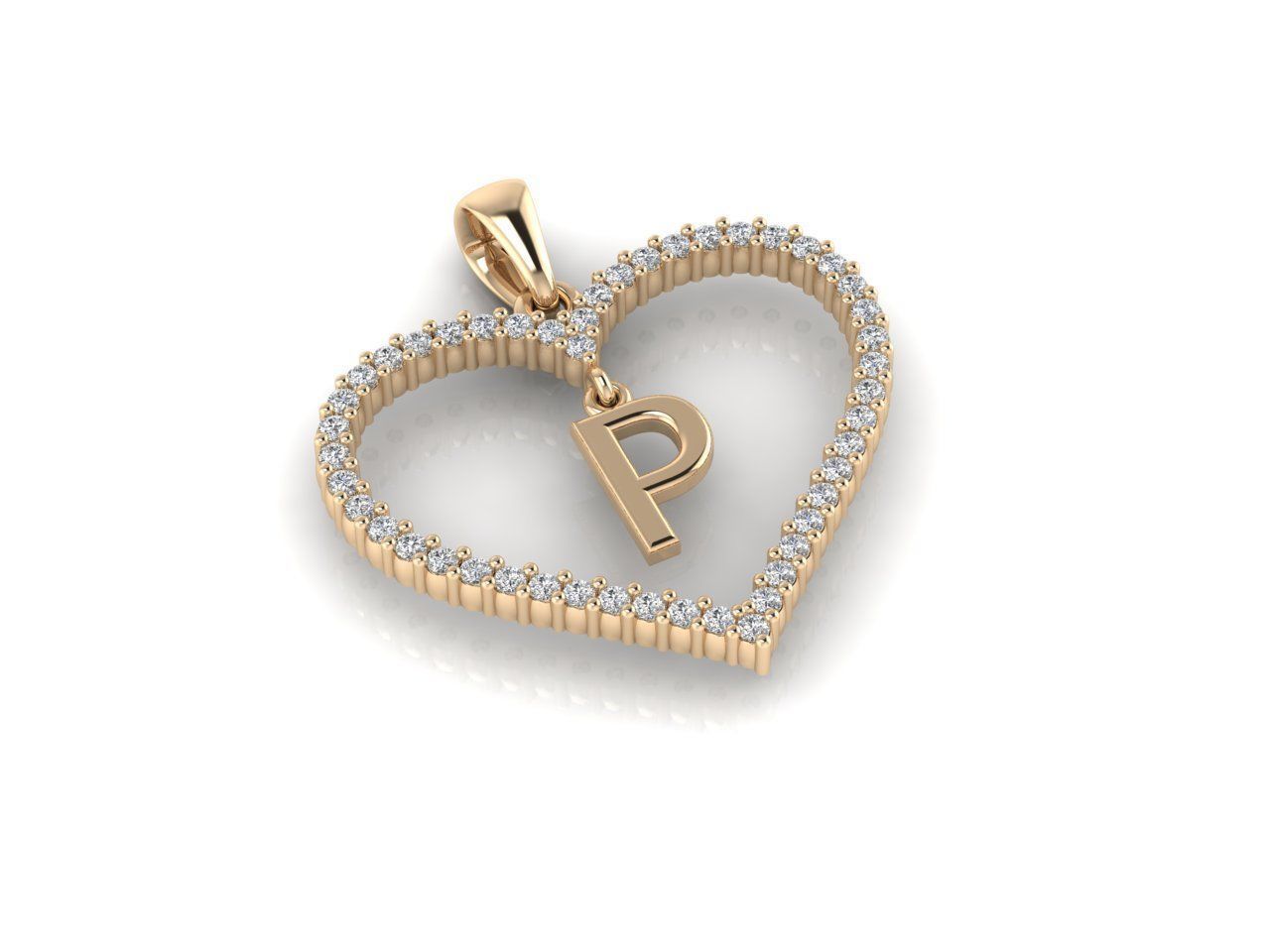 Heart Alphabet P 3D print model_3