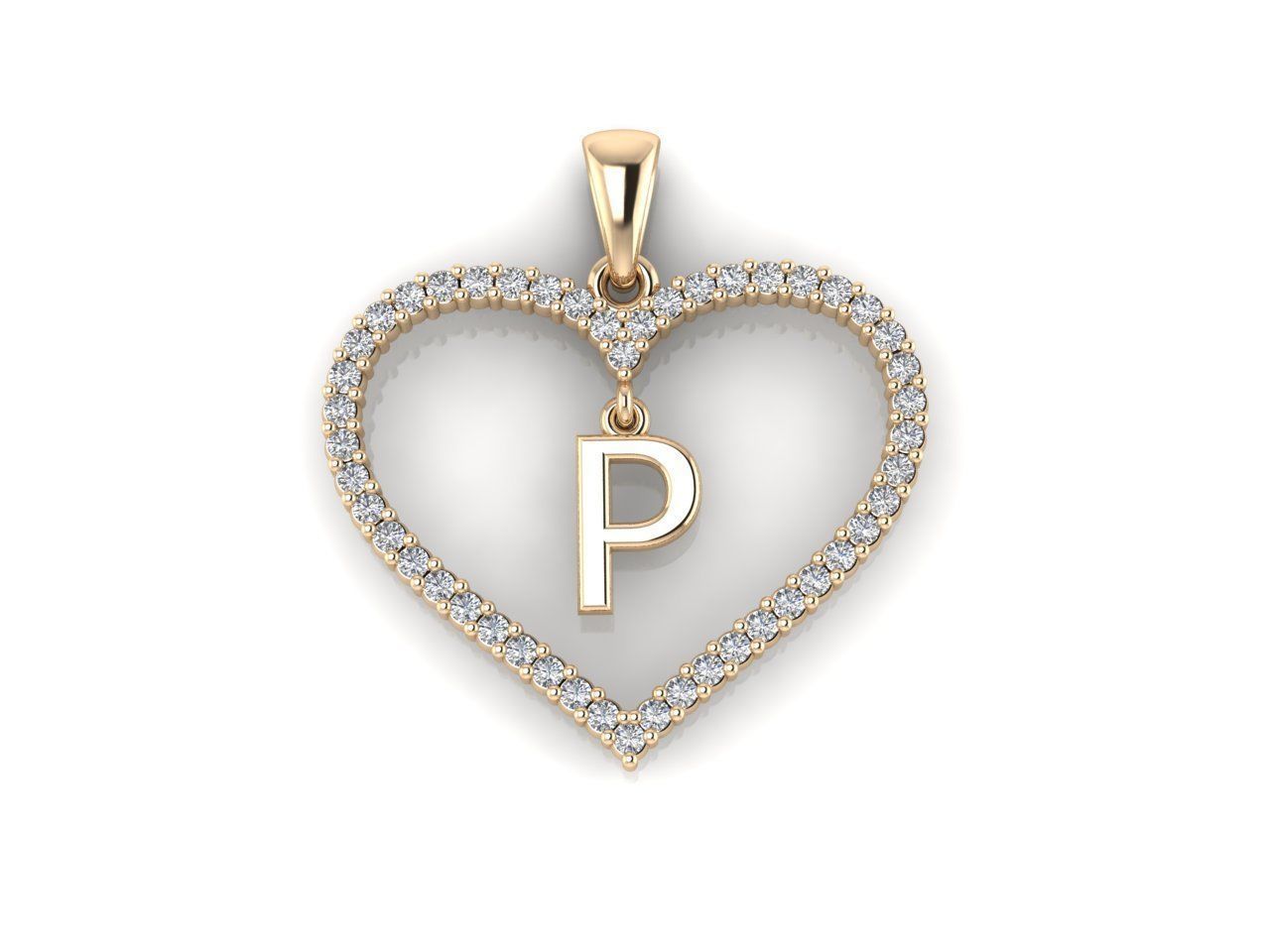 Heart Alphabet P 3D print model_6