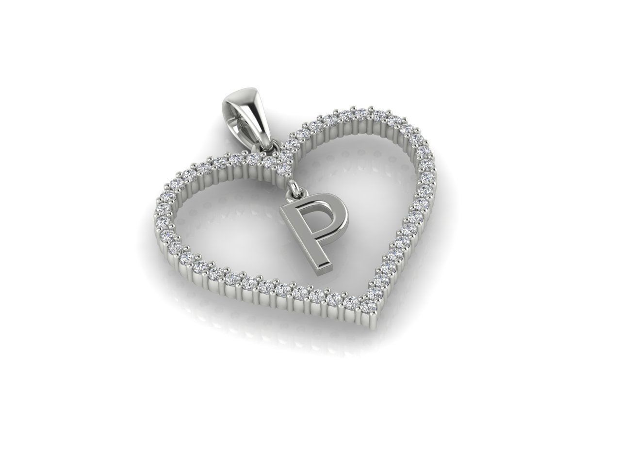 Heart Alphabet P 3D print model_5