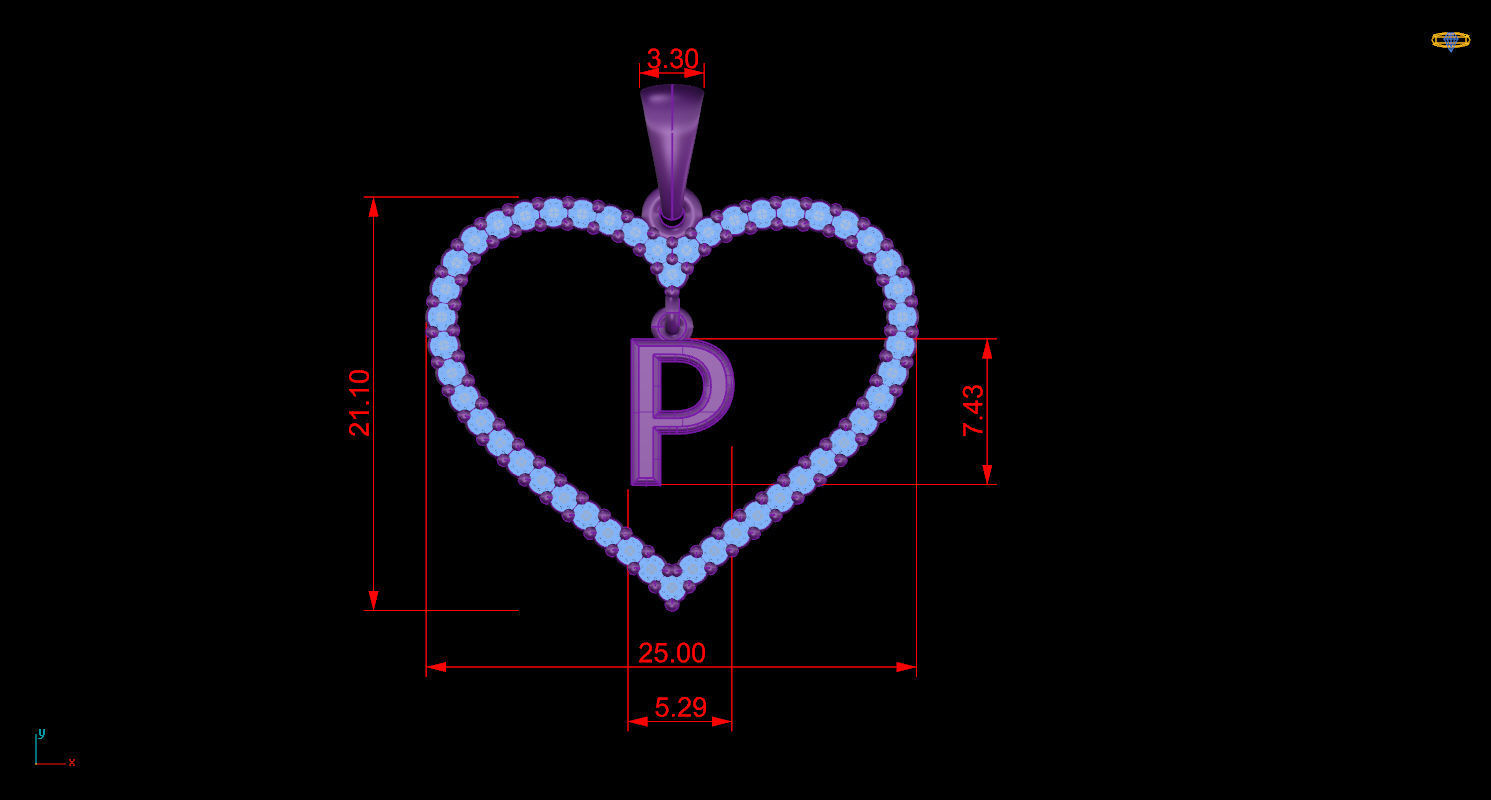 Heart Alphabet P 3D print model_9