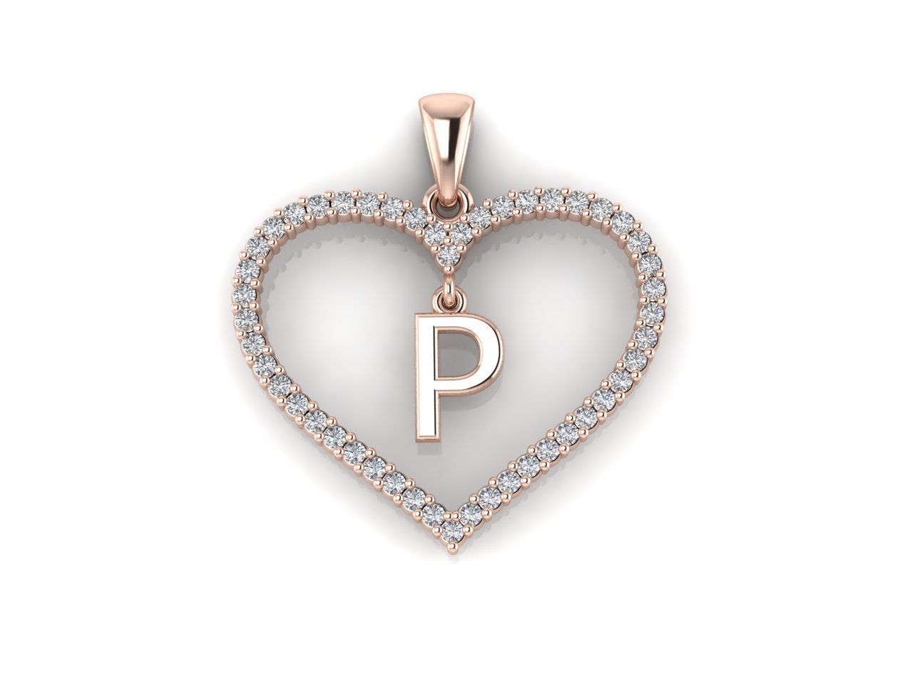 Heart Alphabet P 3D print model_7