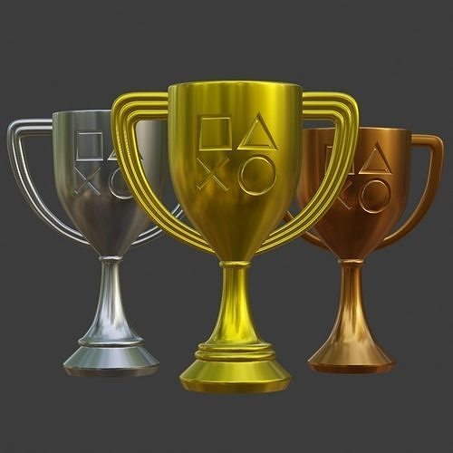 PS5 Gold Silver and Bronze trophies 3D print model