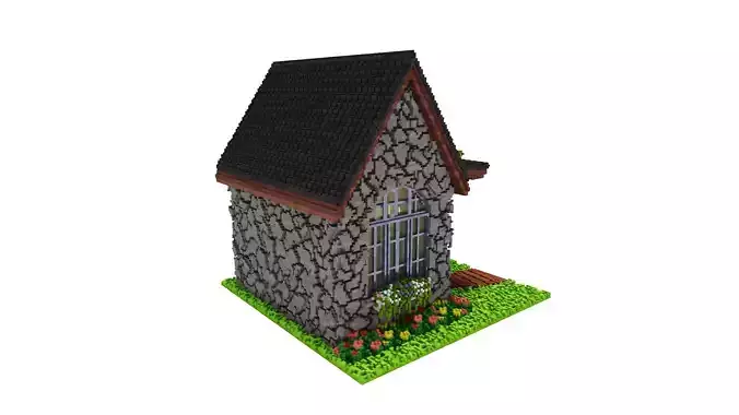 Voxel art cabin 3D model
