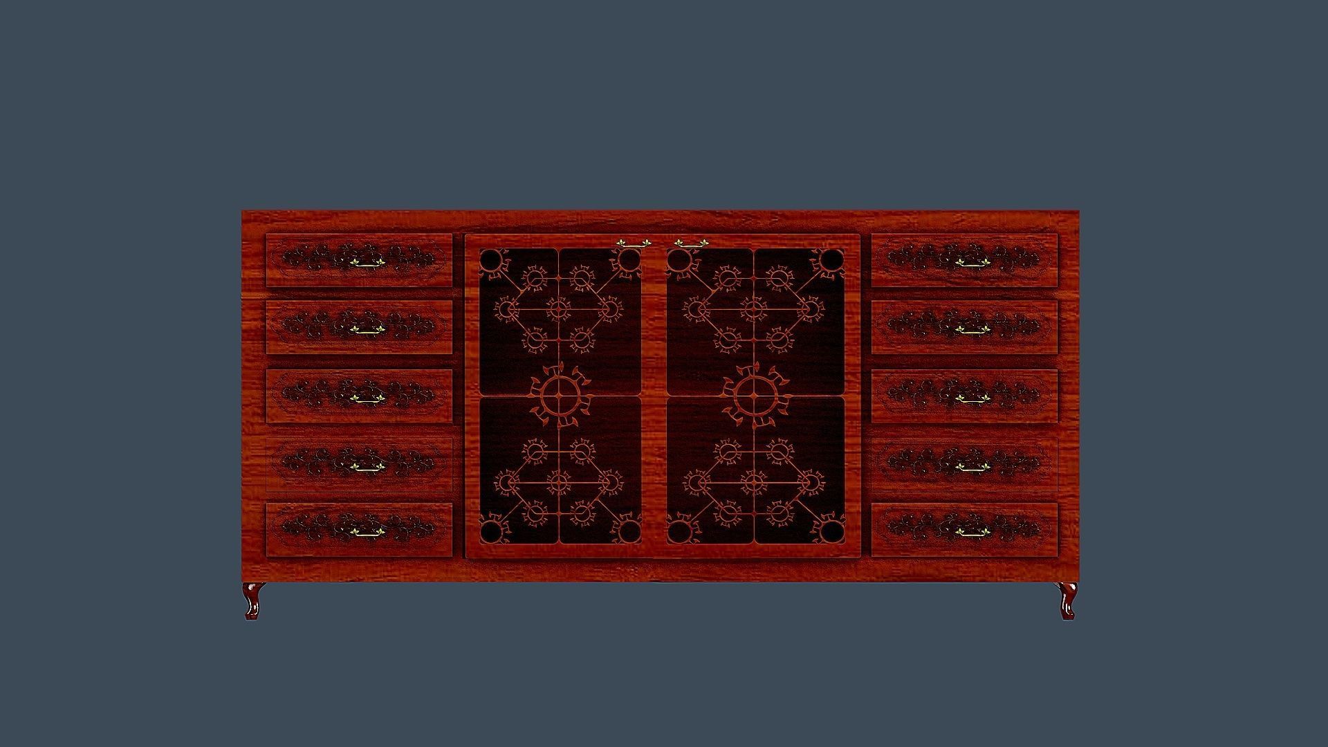 CONSOLE ornate wooden chest of drawers 3D model_3