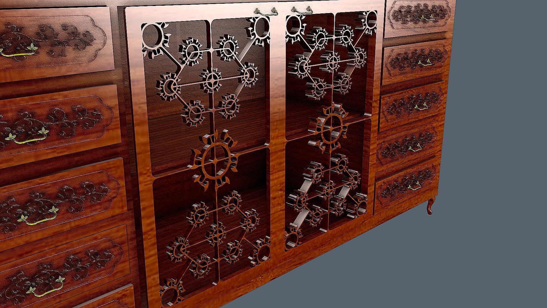 CONSOLE ornate wooden chest of drawers 3D model_1