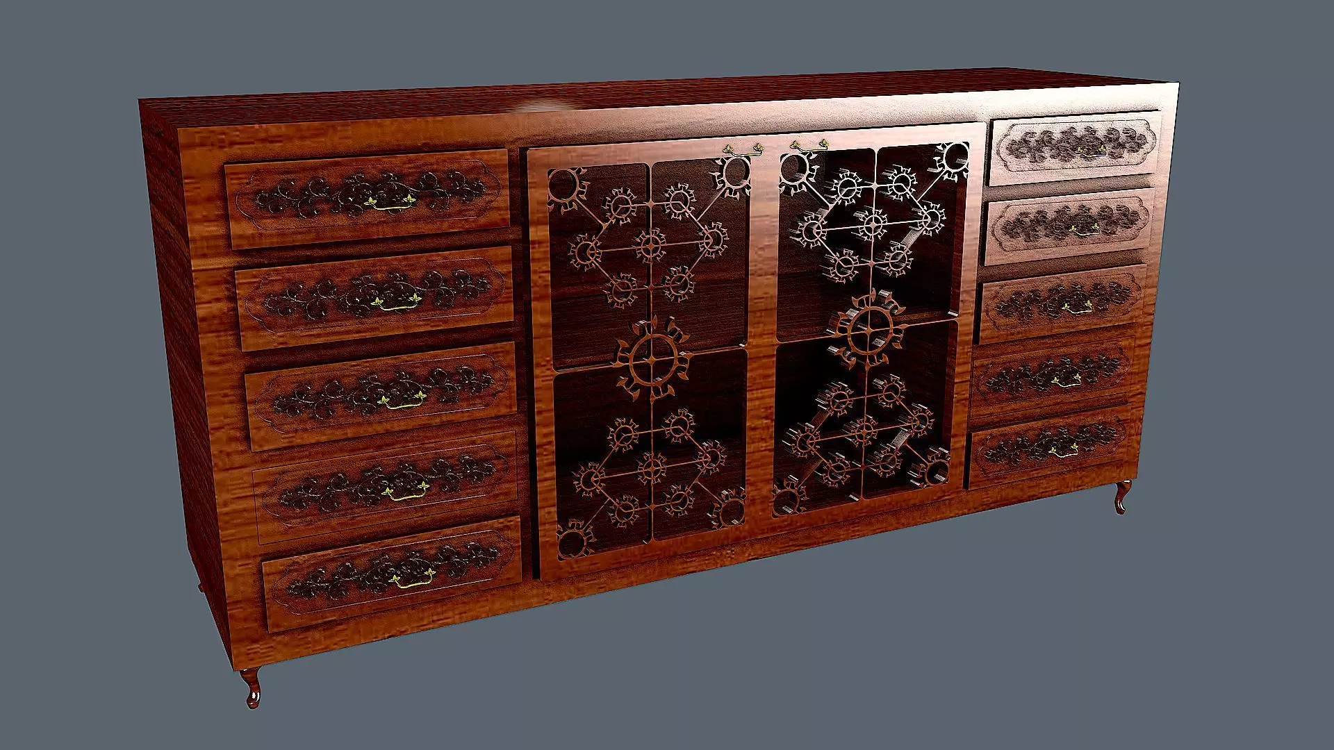 CONSOLE ornate wooden chest of drawers 3D model_0