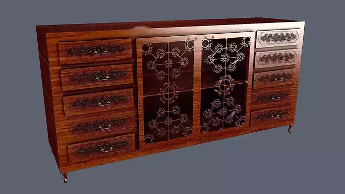 CONSOLE ornate wooden chest of drawers