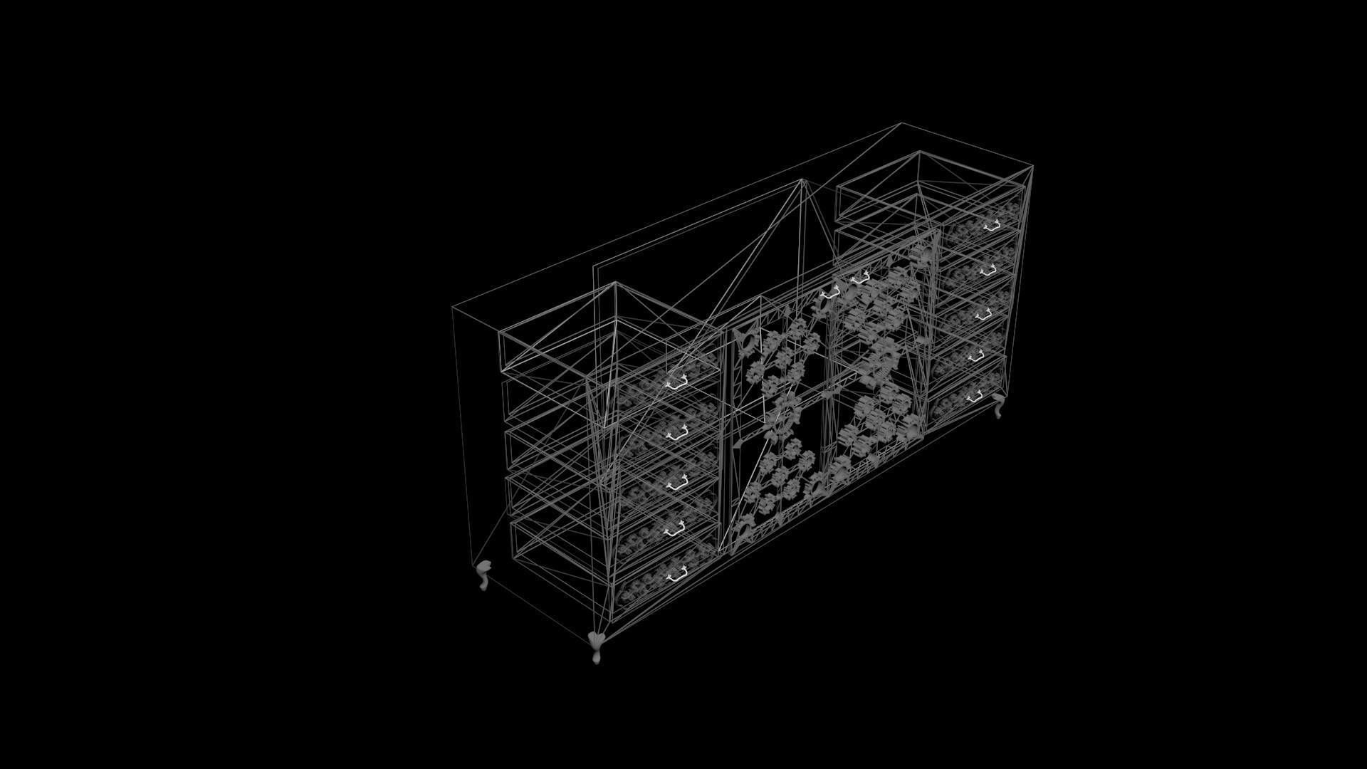 CONSOLE ornate wooden chest of drawers 3D model_5