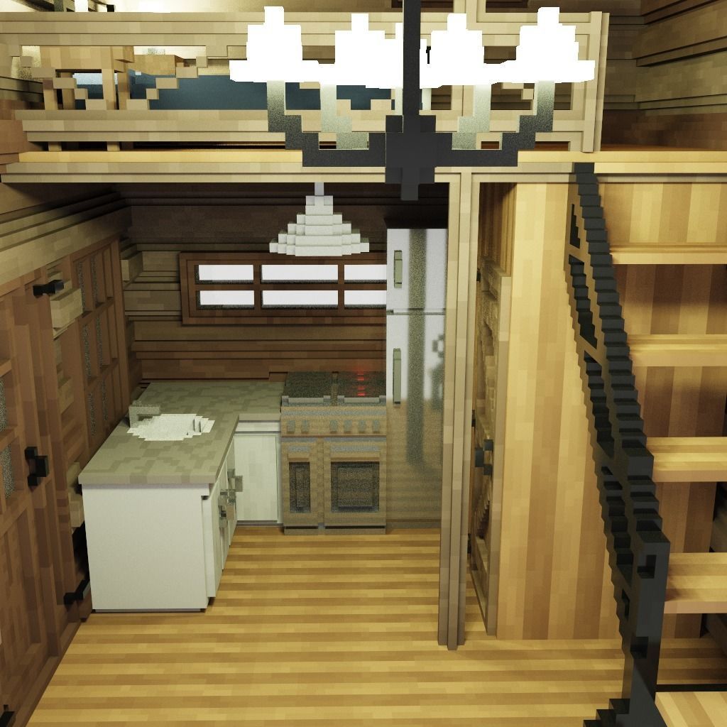 Voxel art cabin 3D model_1